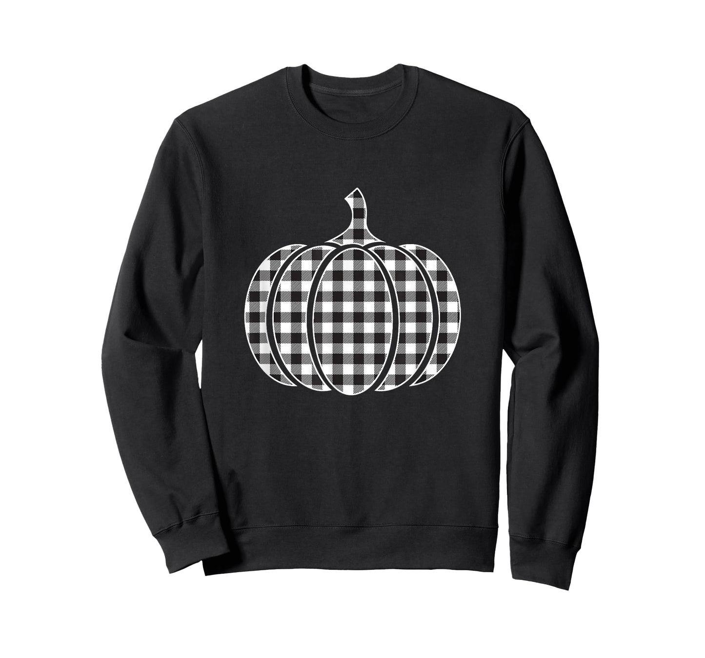 Halloween Black and White Buffalo Plaid Pumpkin Men Women T-Shirt