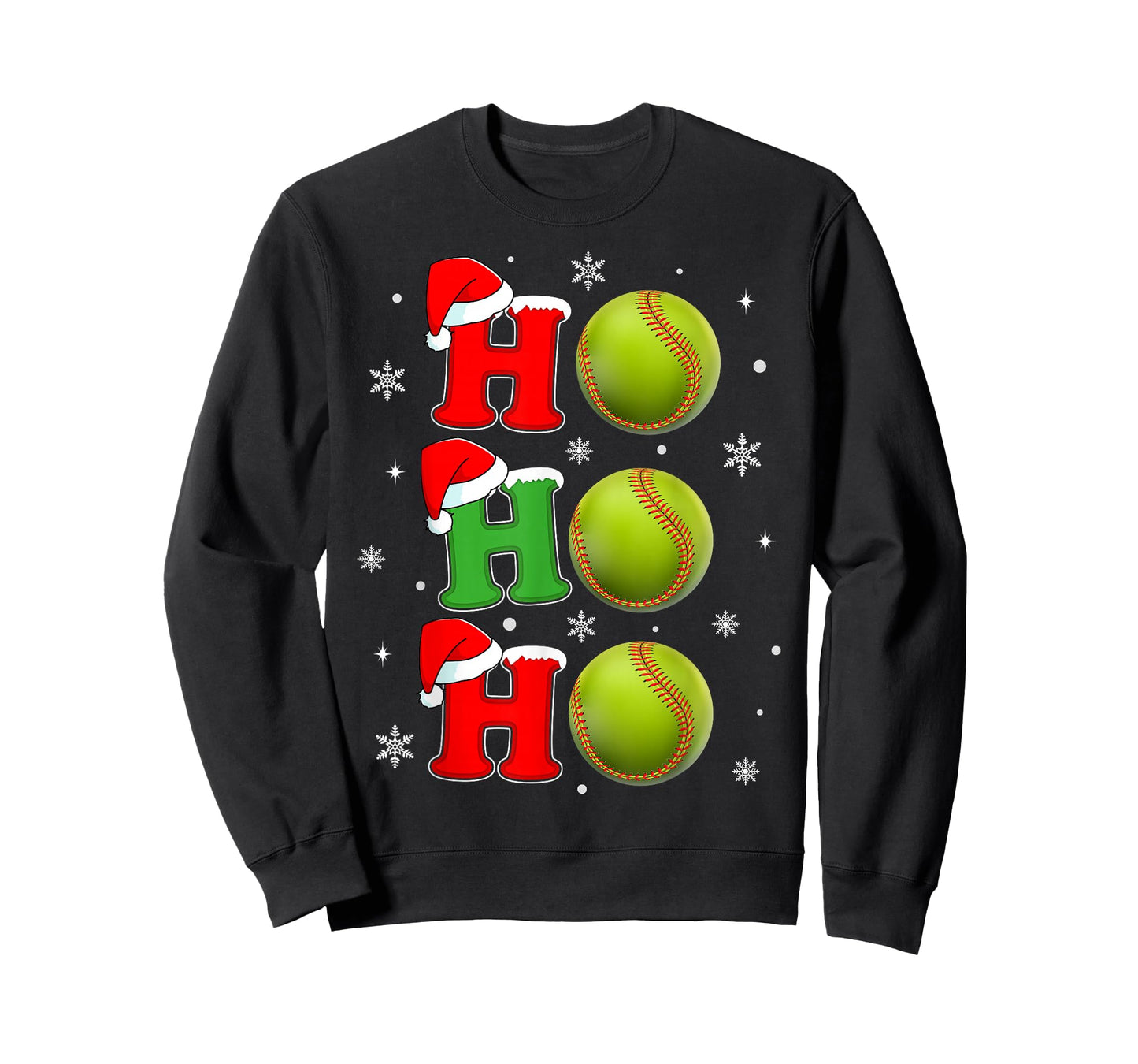 Ho Ho Ho Santa Softball Christmas Funny Sports Player Xmas T-Shirt