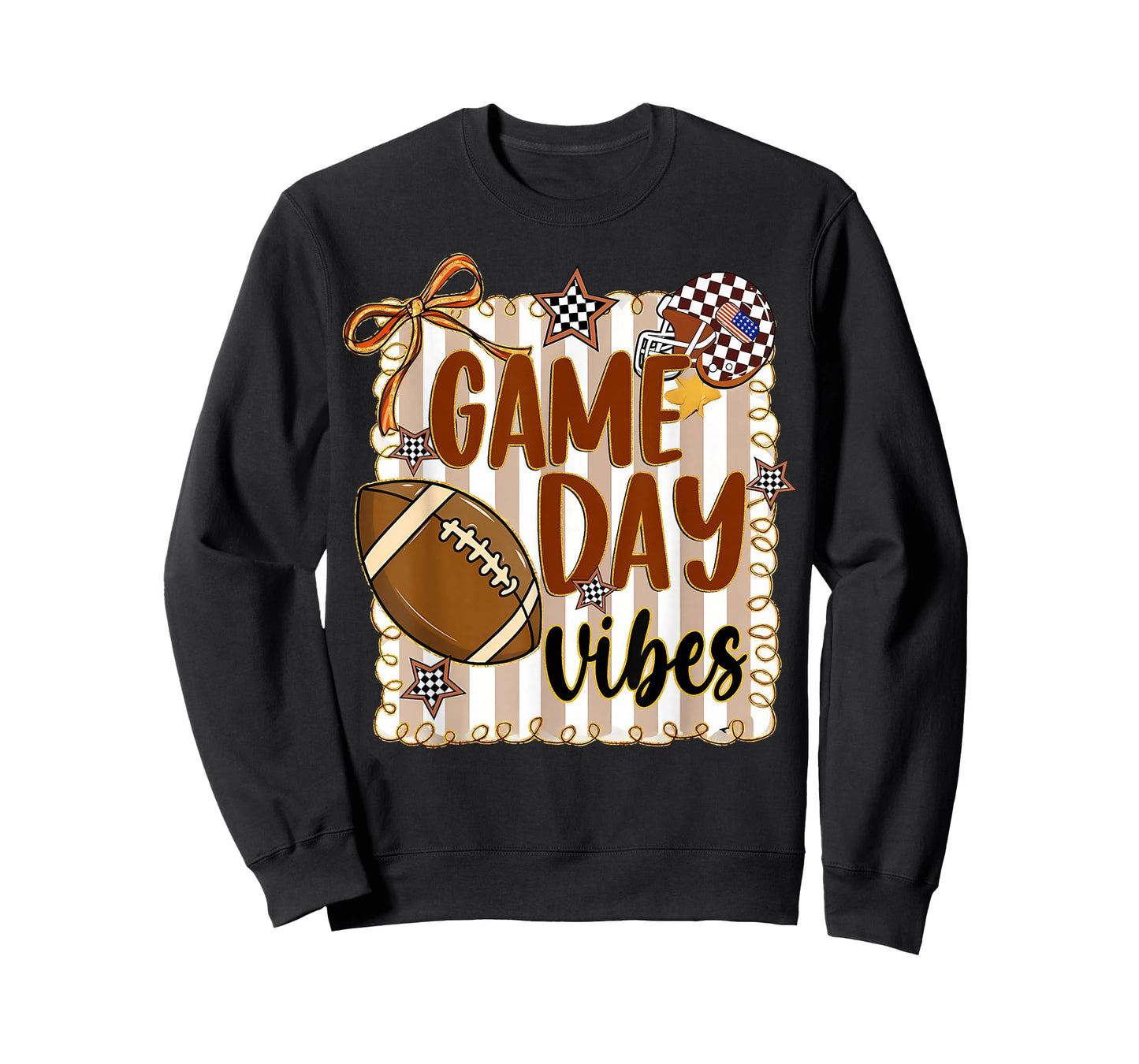 Preppy Game Day American Football Women Girl Kids Vibes T-Shirt