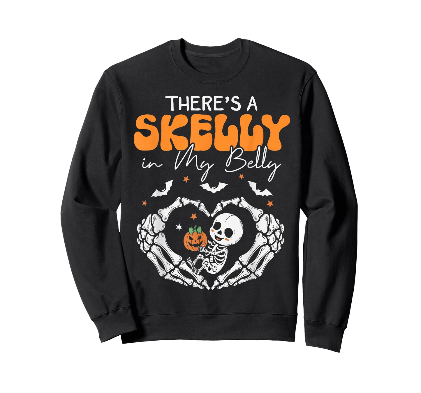 There's A Skelly in My Belly Funny Halloween Pregnancy Women T-Shirt