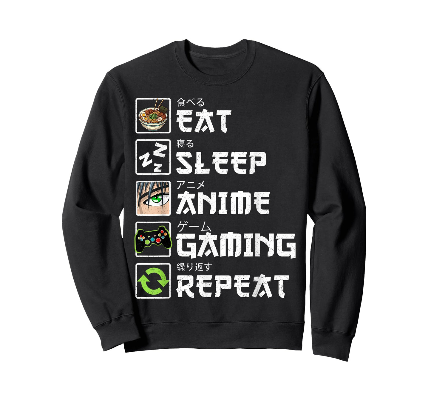 Eat Sleep Anime Gaming Repeat Funny Kawaii Anime Video Gamer T-Shirt