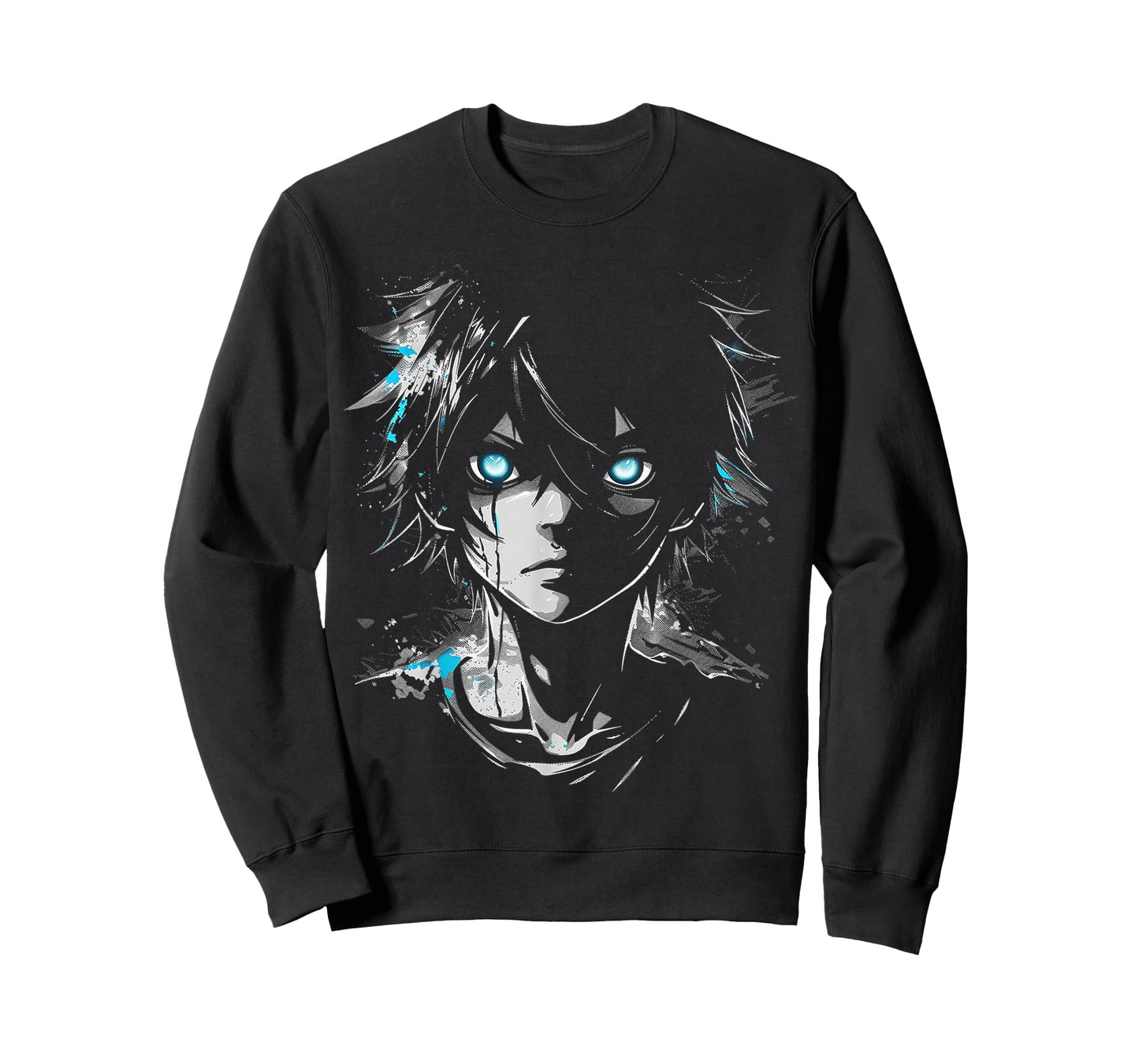 Anime Manga Motif Blue-Eyes Illustration Anime T-Shirt