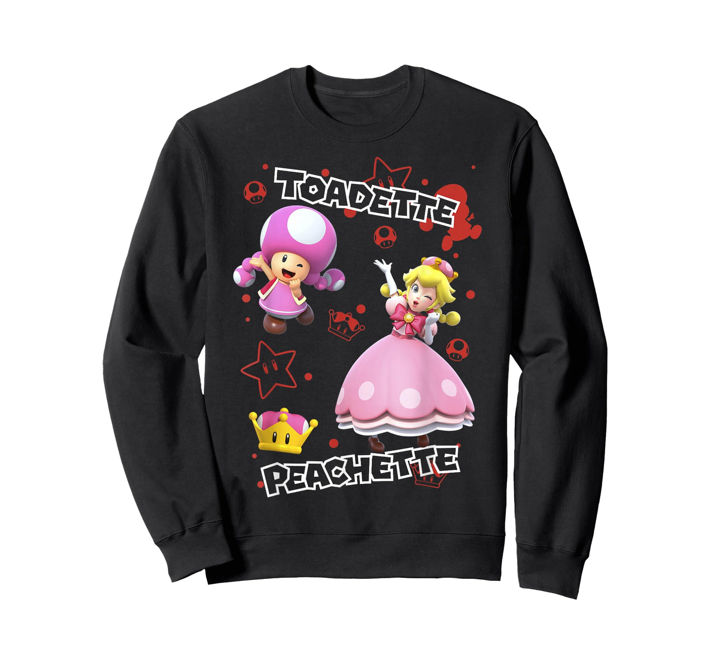Super Mario Peachette And Toadette Symbol Collage Portrait T-Shirt