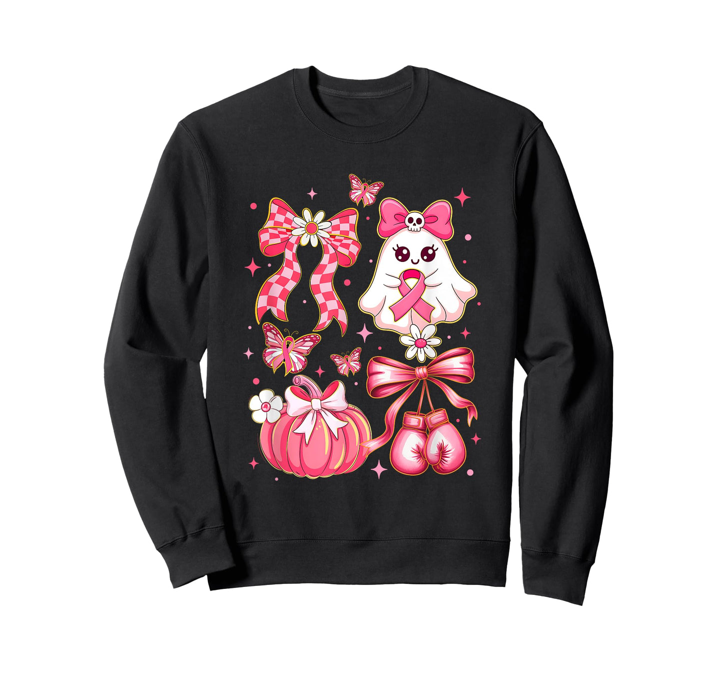 Breast Cancer Ghost Coquette Pink Ribbon Halloween Pumpkin T-Shirt