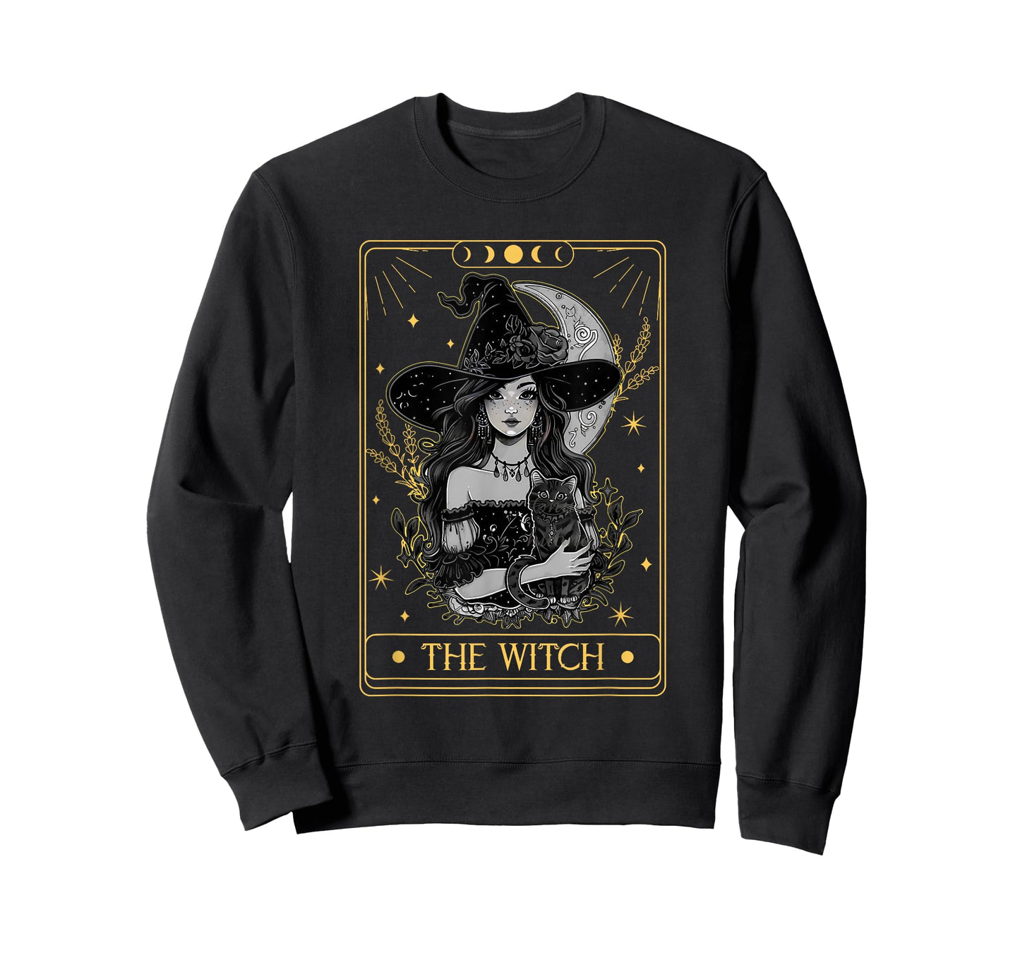 Tarot Card The Witch Witchy Funny Black Cat Spooky Halloween T-Shirt for Men Women Kids