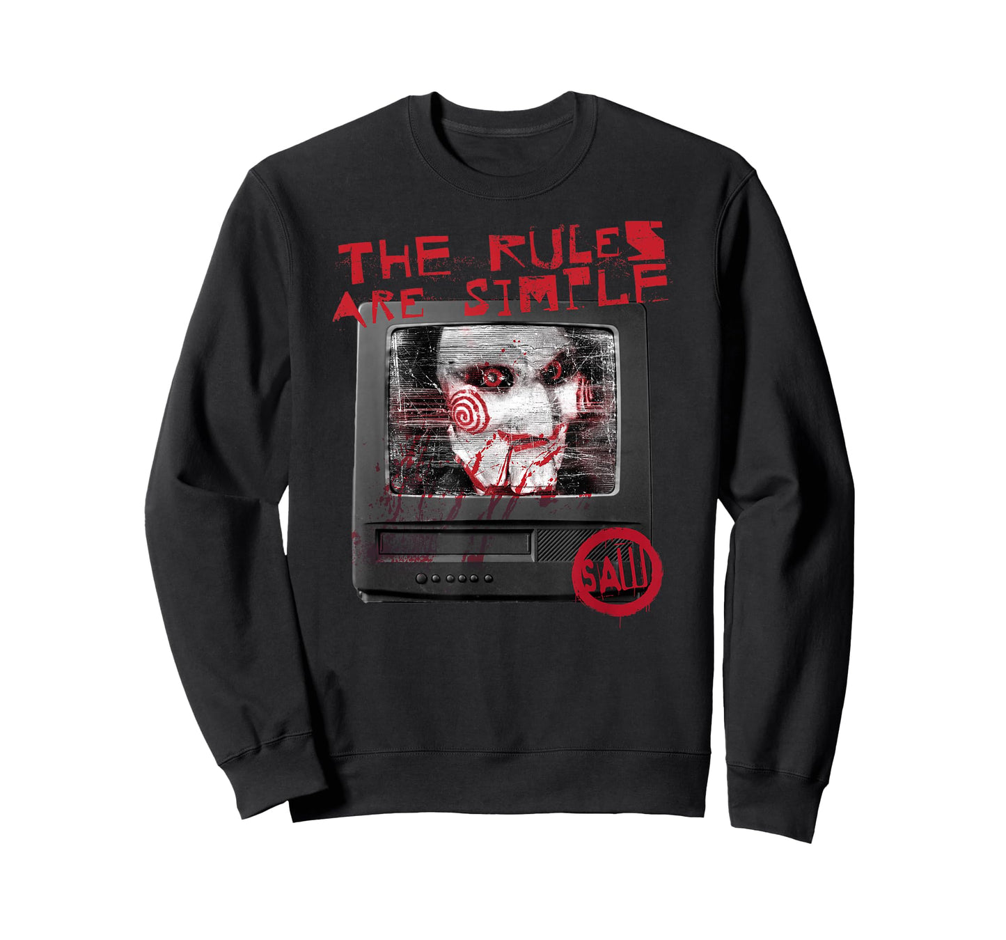 Saw Front and Back Retro TV Tech Jigsaw Horror Movie T-Shirt