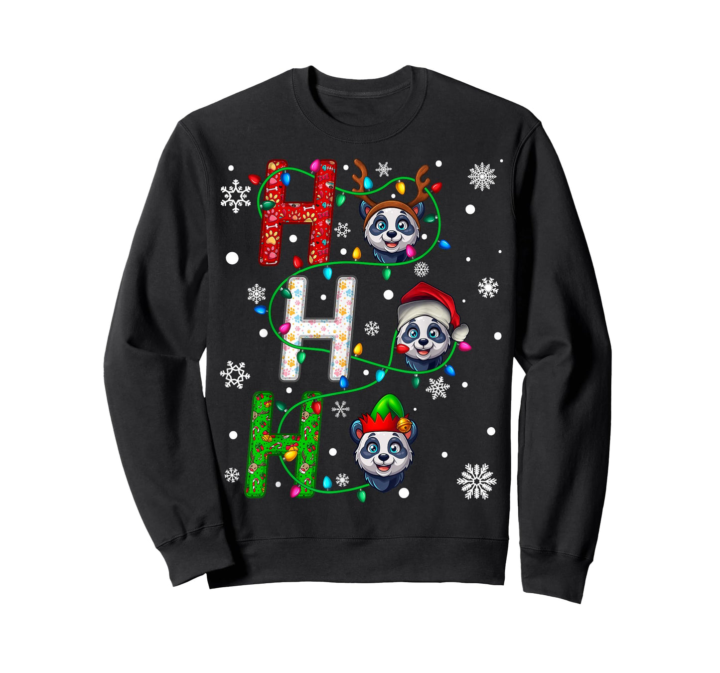 Matching Christmas Santa Hat Ho Ho Ho Panda Animal Xmas T-Shirt