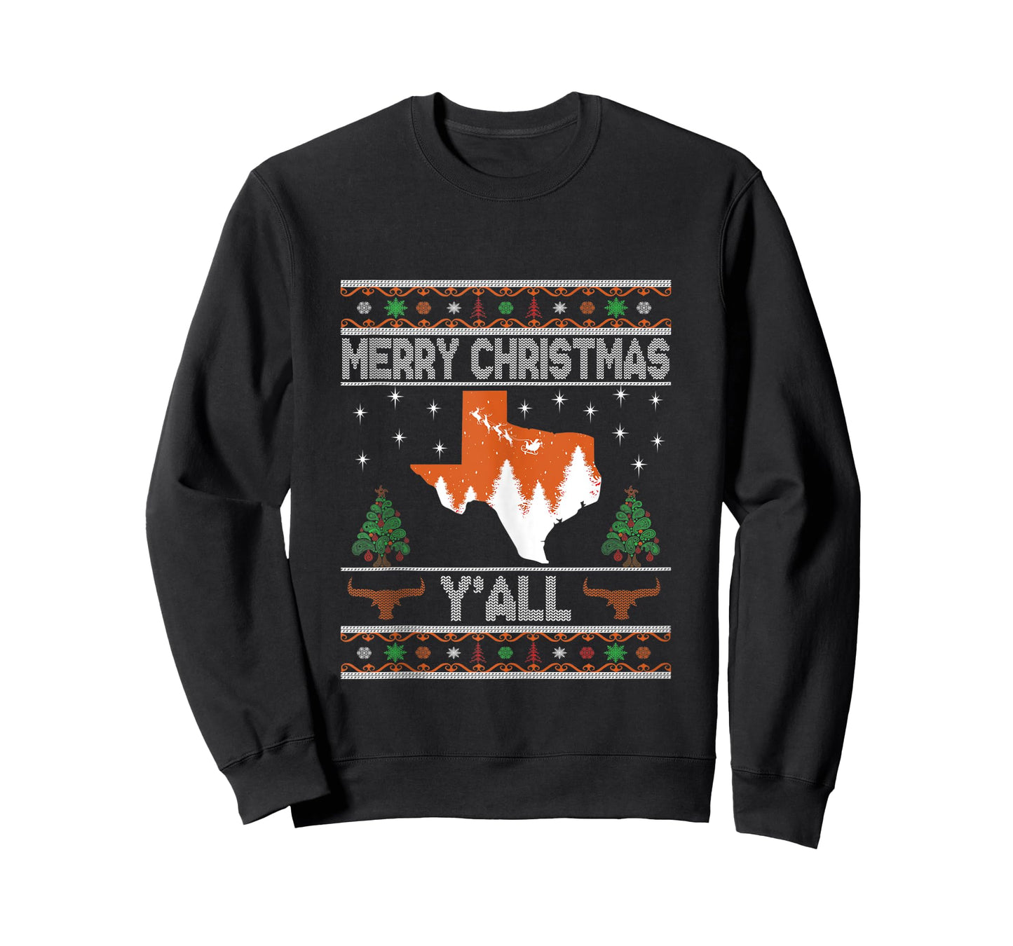 Merry Xmas Y'all Texas Ugly Matching Family Longhorn Sweater Tank Top