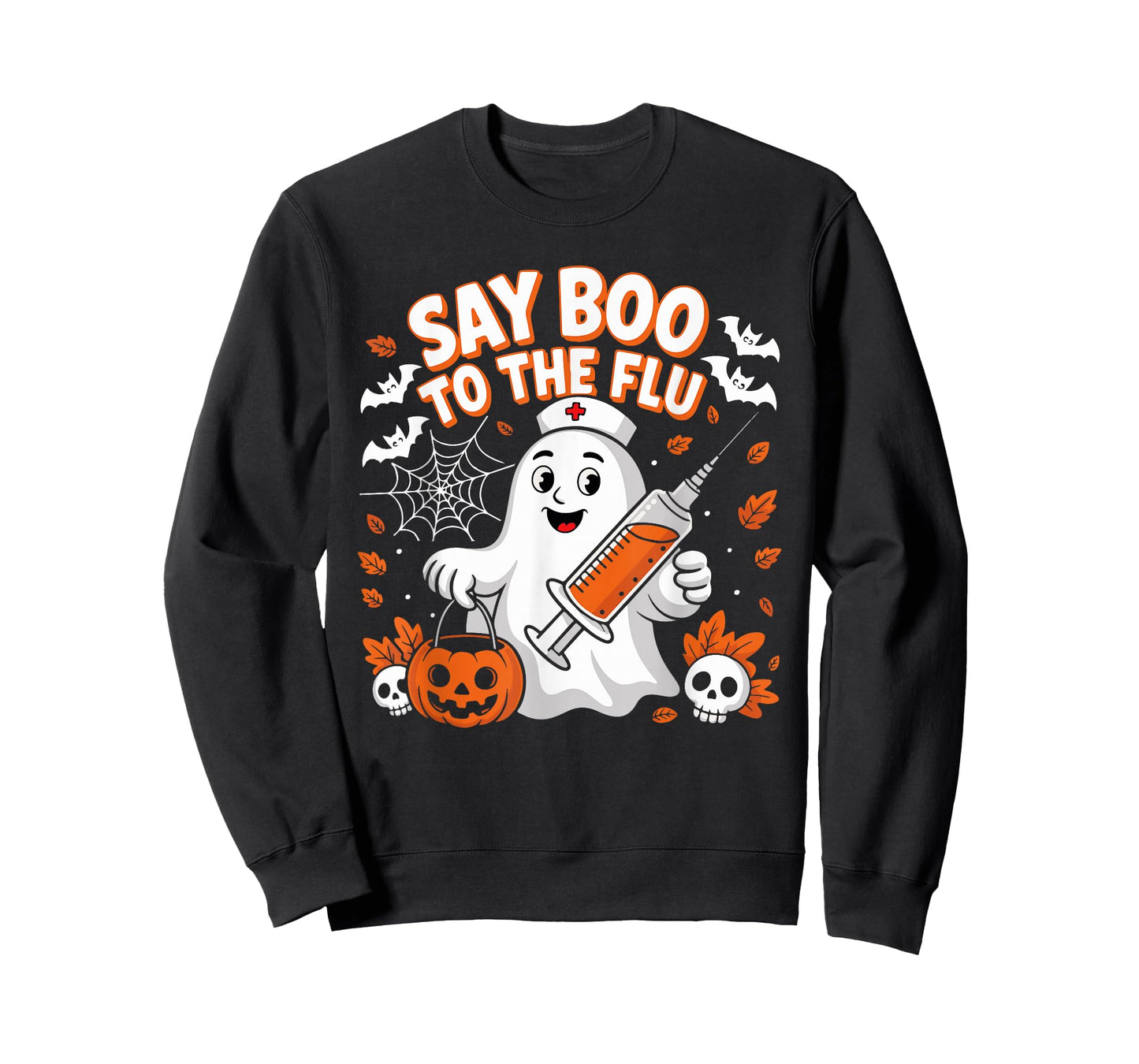 Say Boo to The Flu Ghost Nurse Halloween T-Shirt