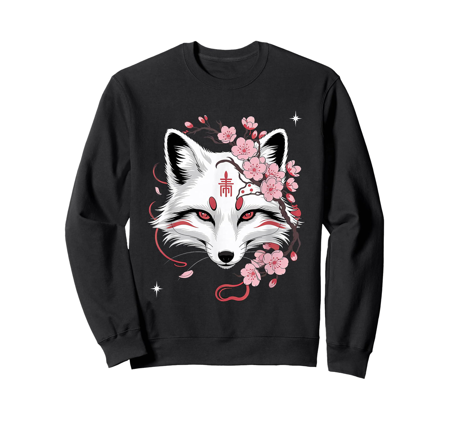 japanese kitsune white fox anime kawaii cherry blossom T-Shirt