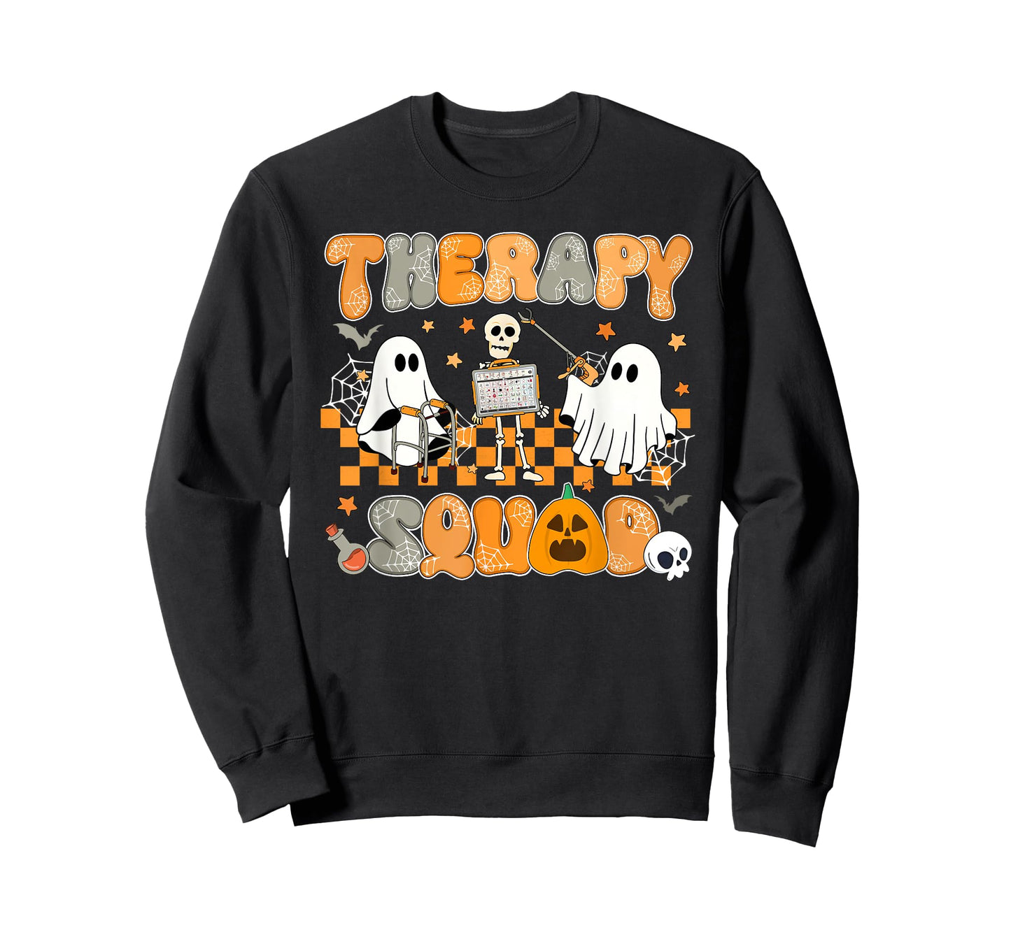 Spooky Season Therapy Squad Skeleton Ghost Halloween T-Shirt