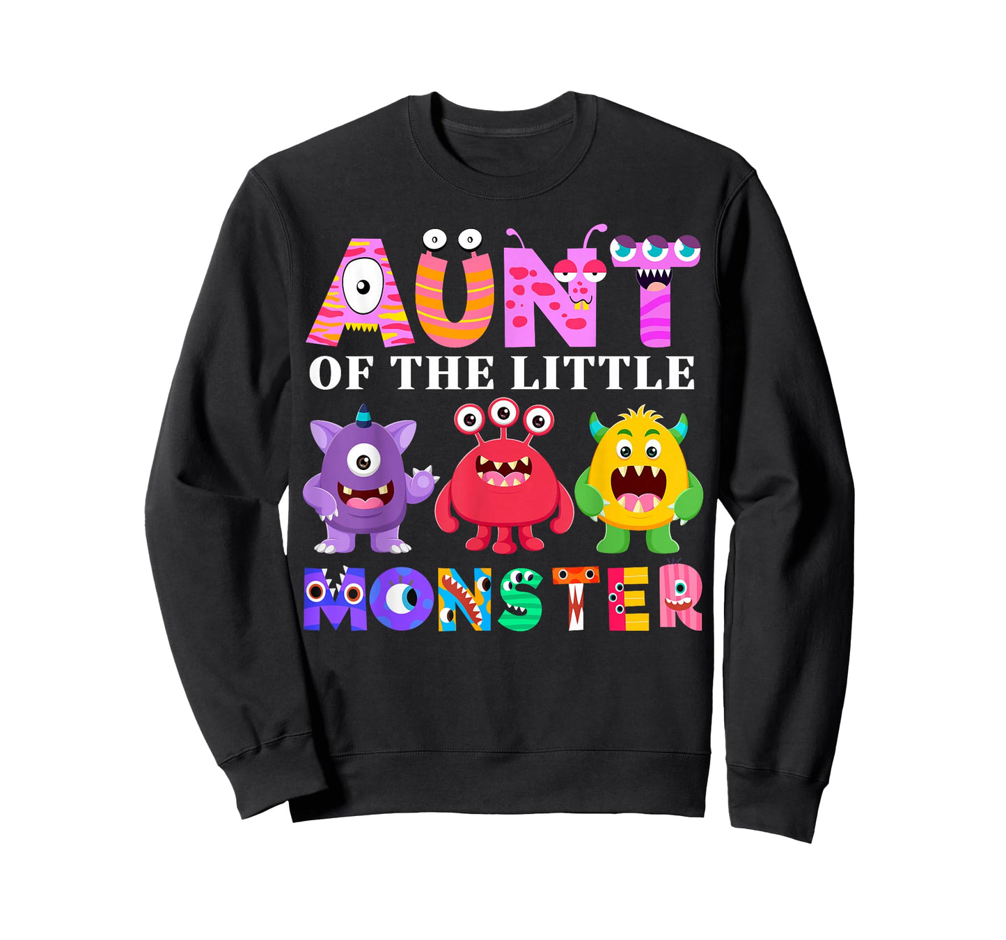 Aunt Of The Little Monster Birthday Party Family Monster T-Shirt