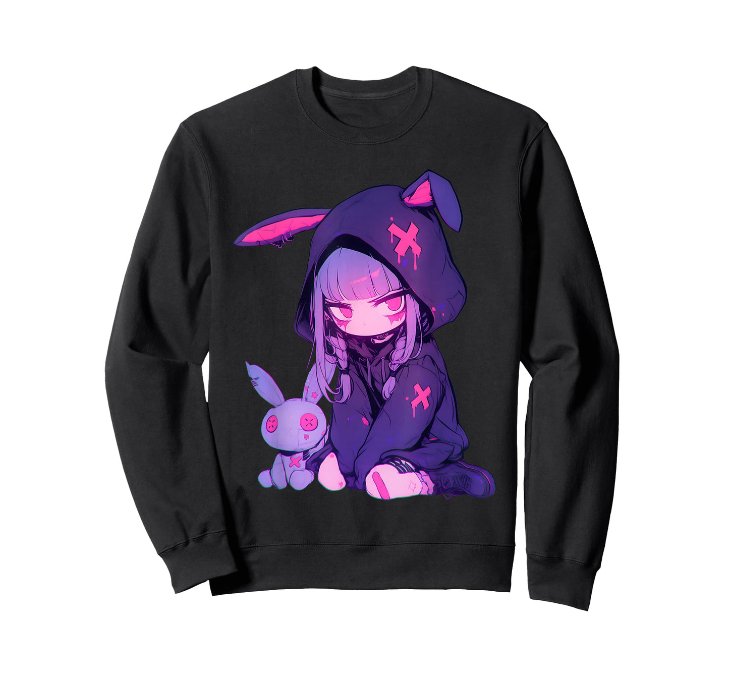 Anime Girl E-Girl Goth Bunny Cute Grunge Edgy Outfit T-Shirt
