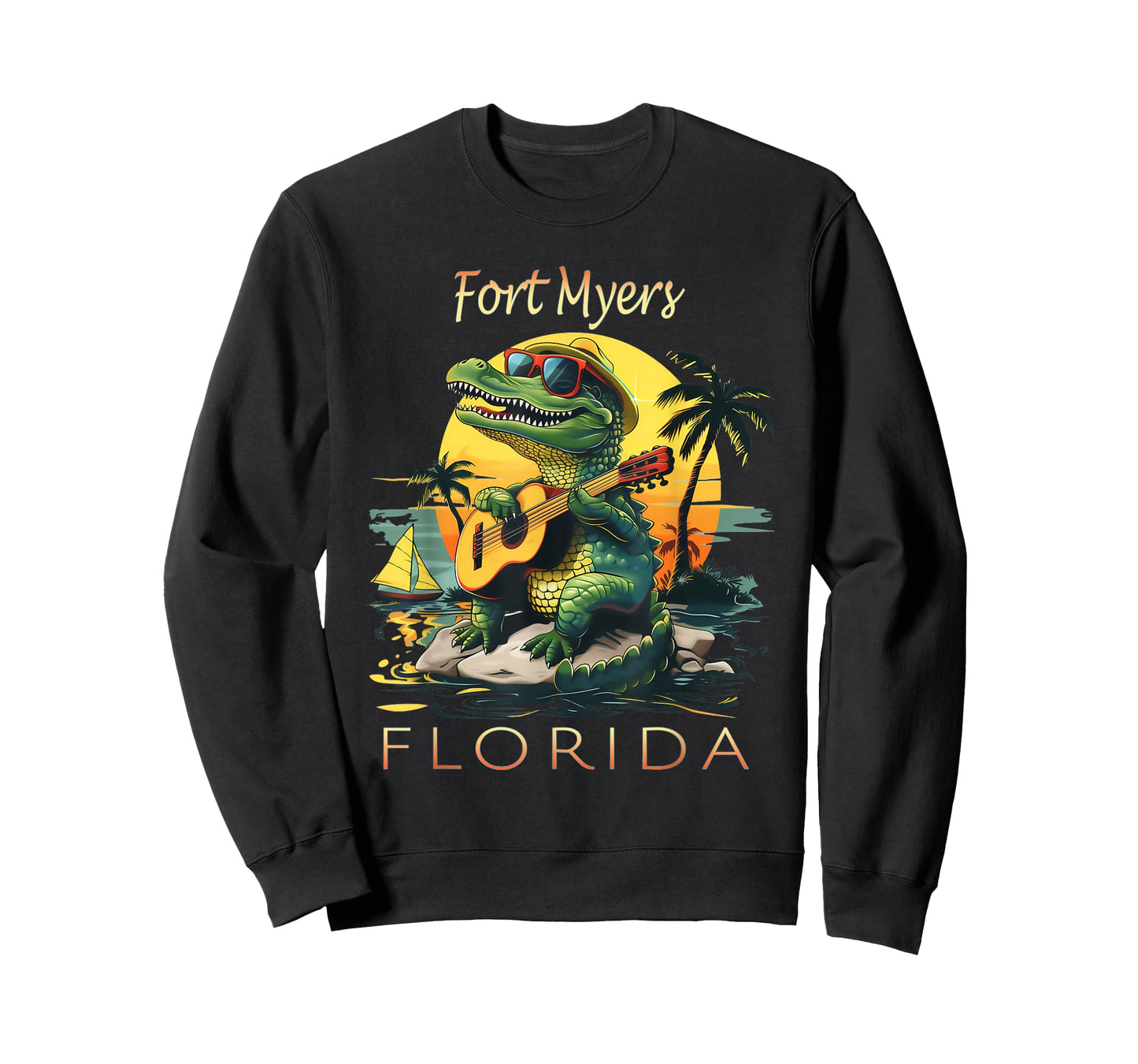 Fort Myers Florida Vacation Cute Alligator Sunset Souvenir T-Shirt