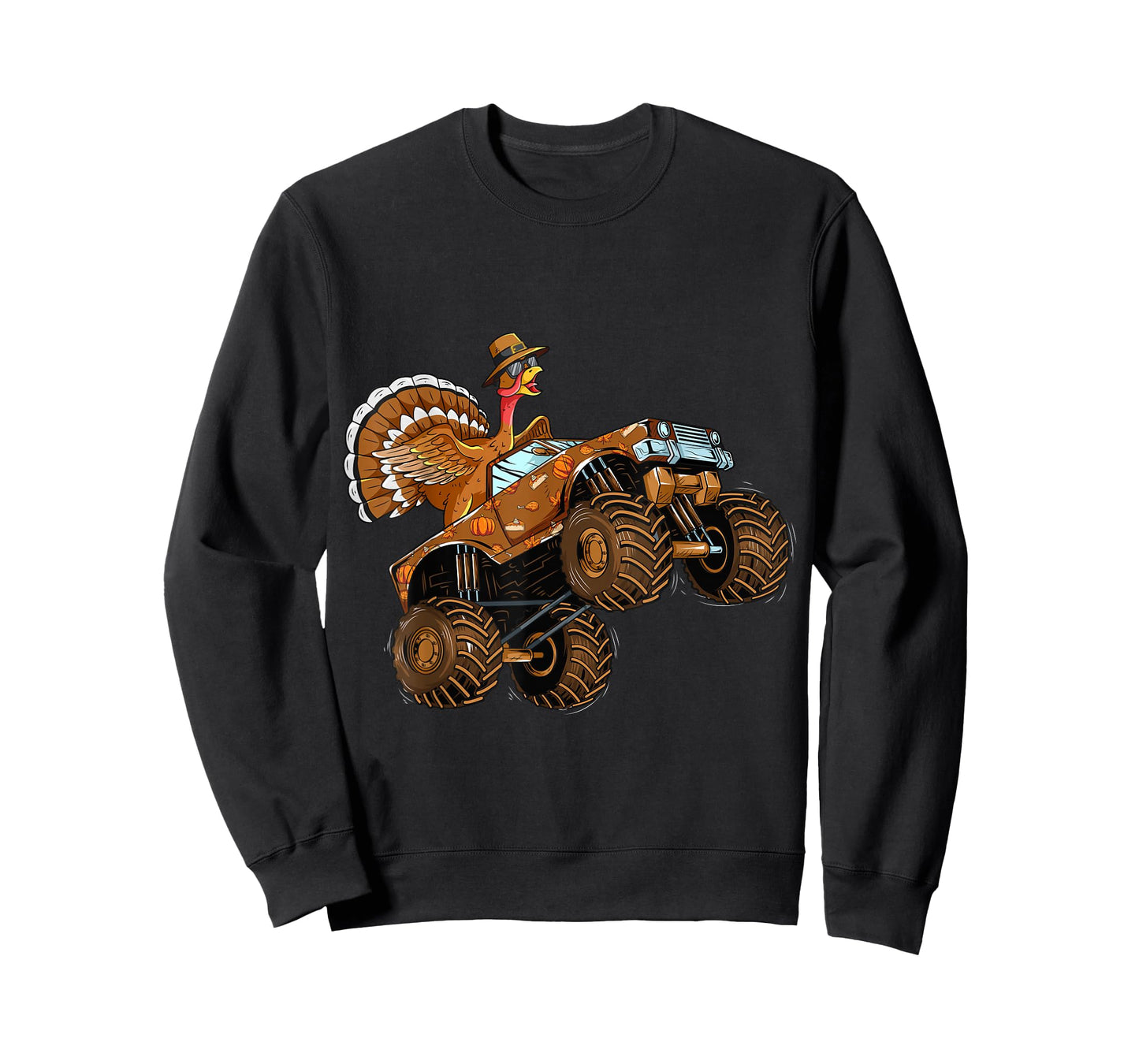 Thanksgiving Turkey Riding Monster Truck For Boys Girls Kids T-Shirt