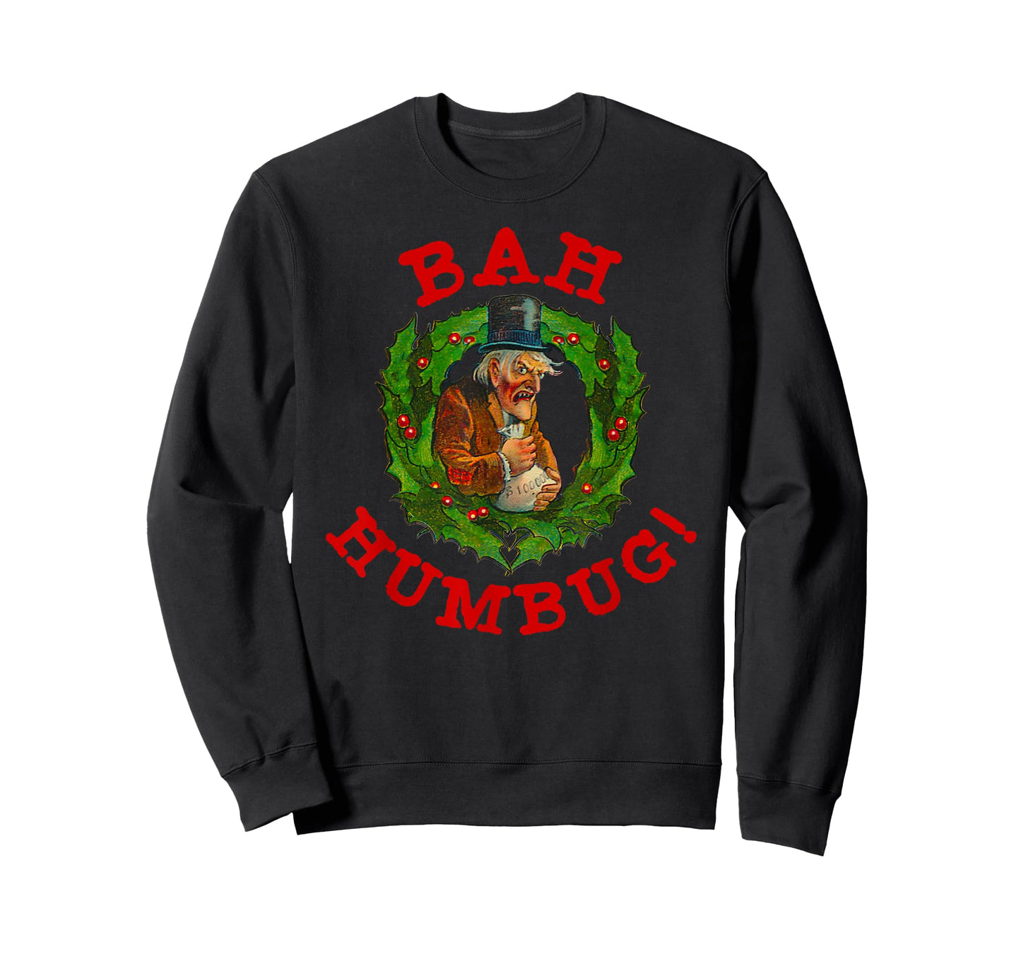 Ugly Christmas Party Scrooge Bah Humbug Christmas Wreath T-Shirt