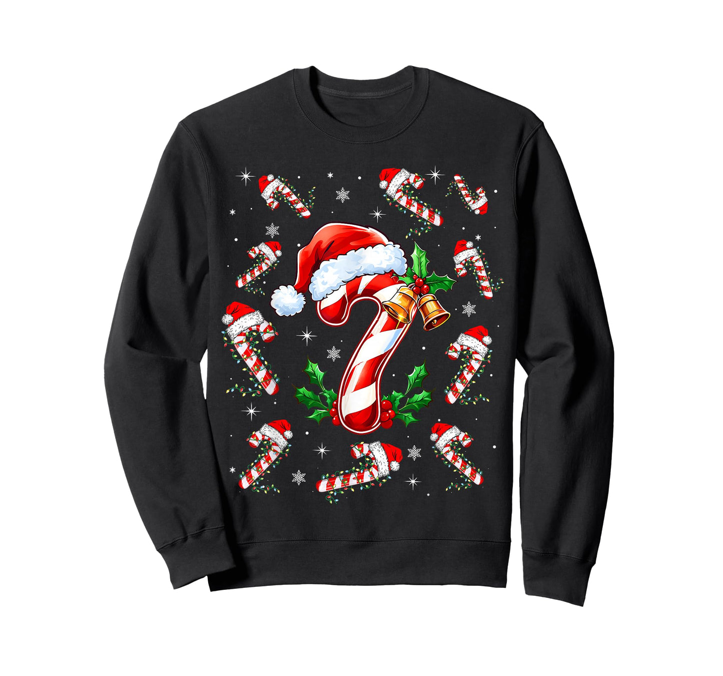 Christmas Fun Six Seven 6 7 Meme Slang Couples Candy Cane T-Shirt