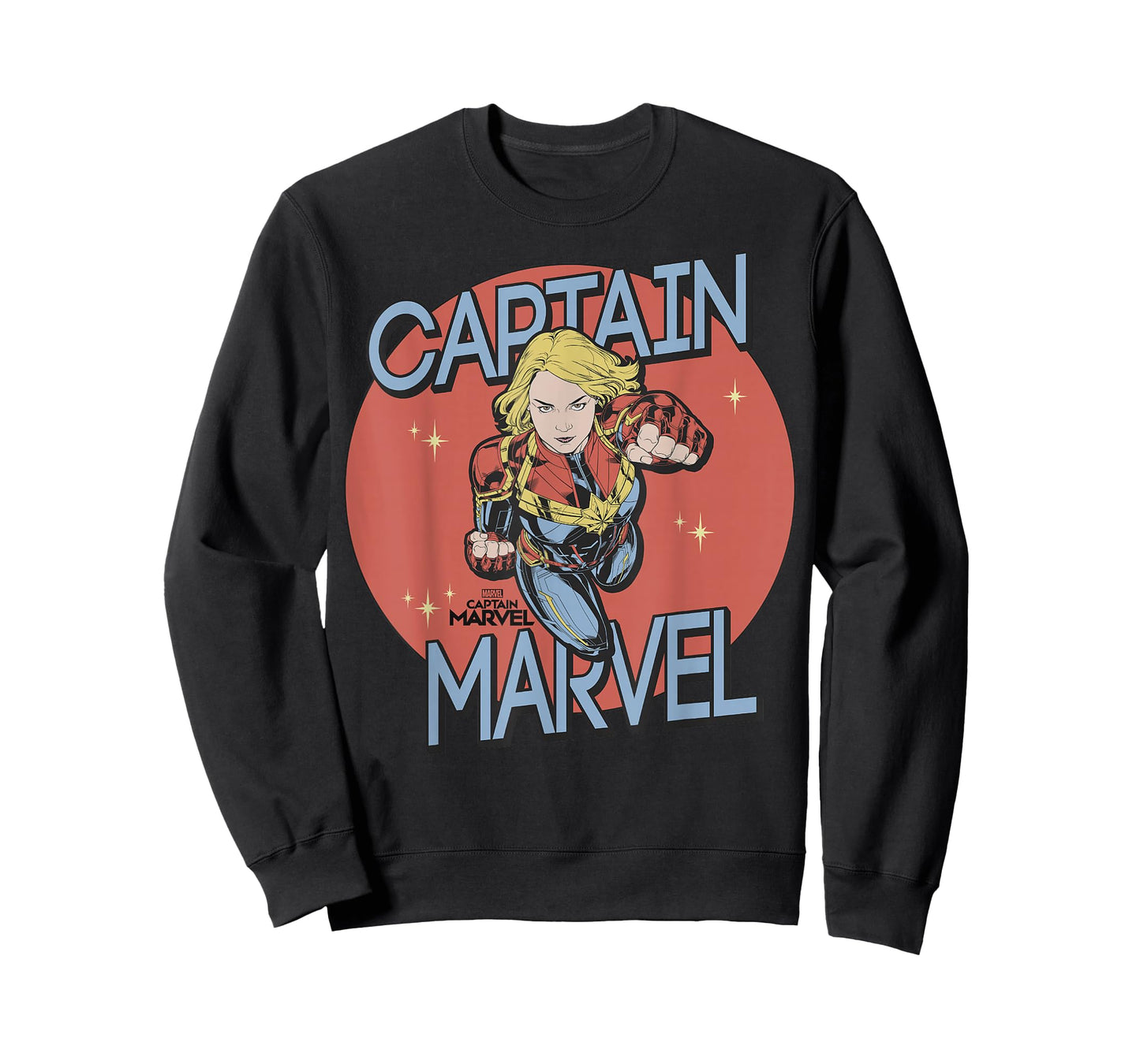 Captain Marvel Red Spot Action Pose Logo Graphic T-Shirt T-Shirt