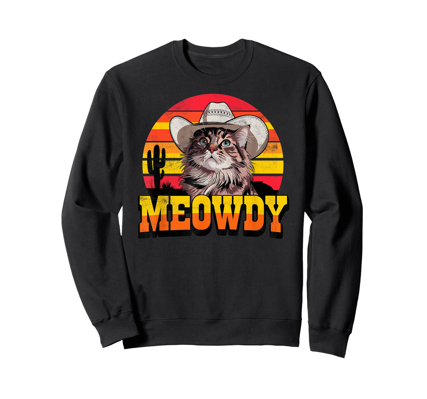 Retro Meowdy Cowboy Cat Western Texas Cats Kitten Lover T-Shirt