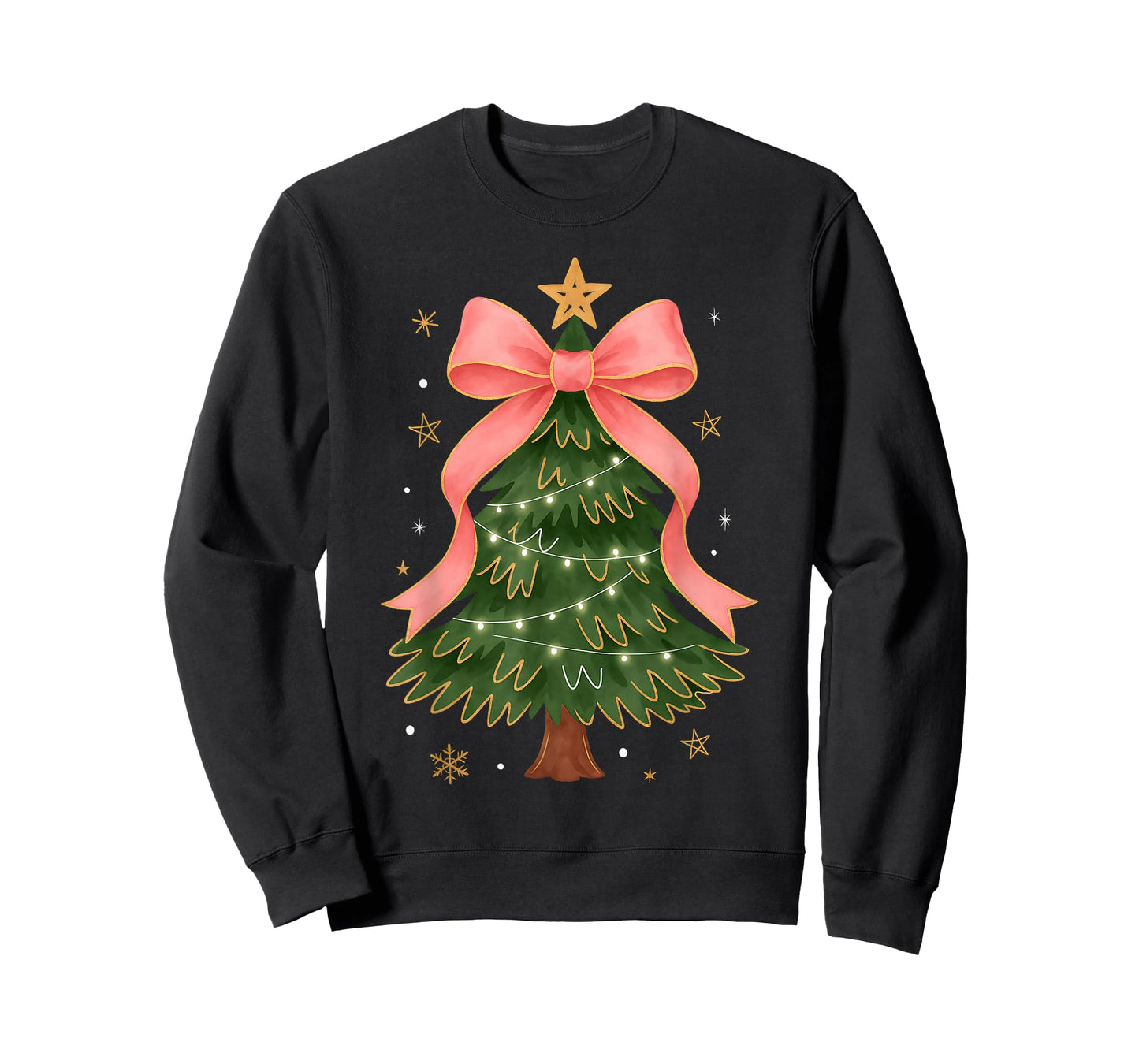 Christmas Tree Xmas Holiday Coquette Bow Girly Women T-Shirt