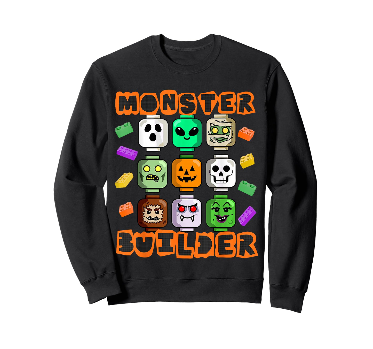 Monster Builder Halloween Building Bricks Brick Head Funny T-Shirt