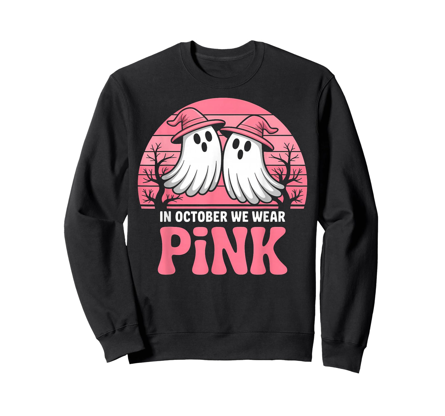 in October We Wear Pink Breast Cancer Awareness Halloween T-Shirt