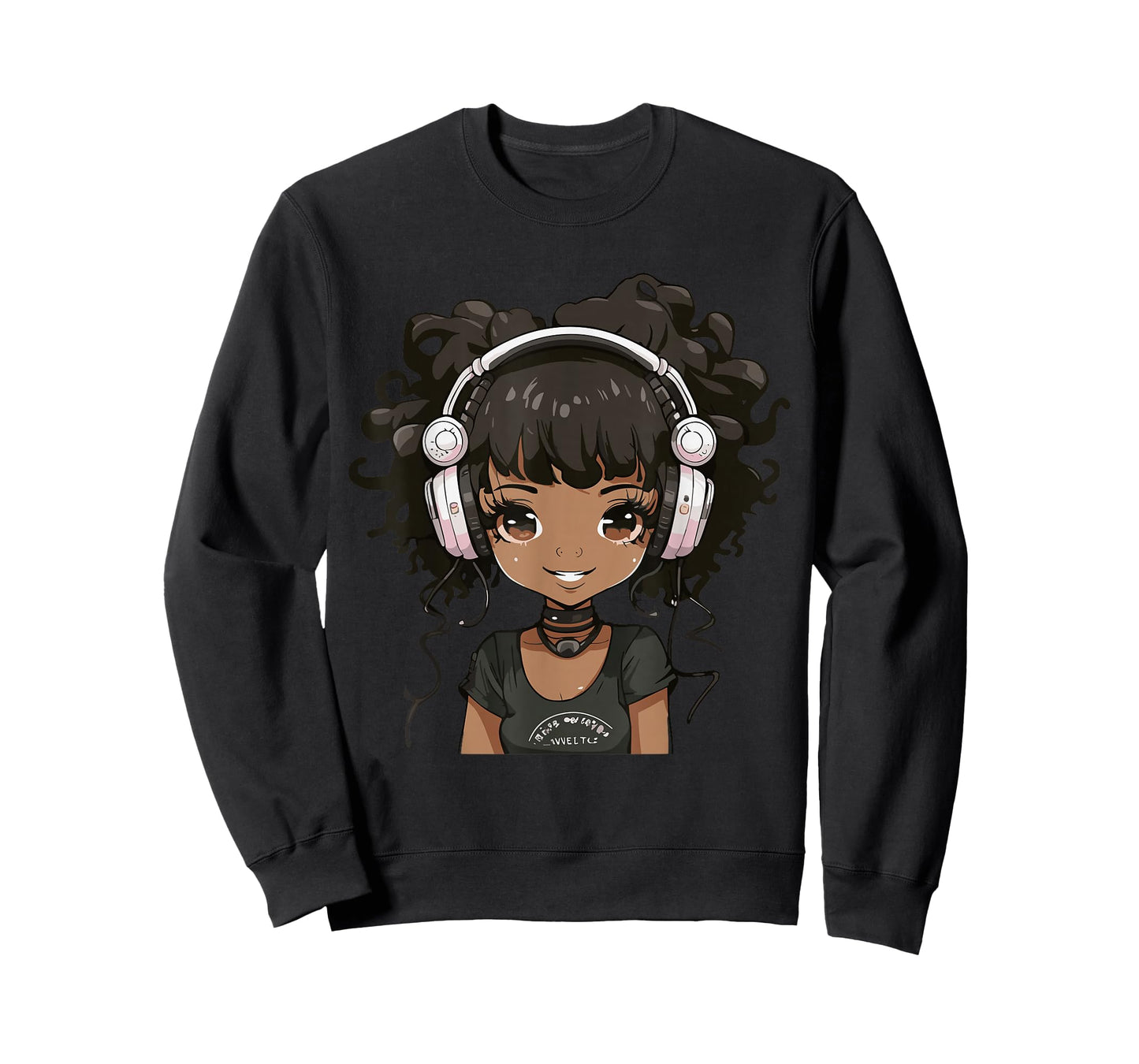 Anime and Music Black Girl Anime Merch Afro African American T-Shirt