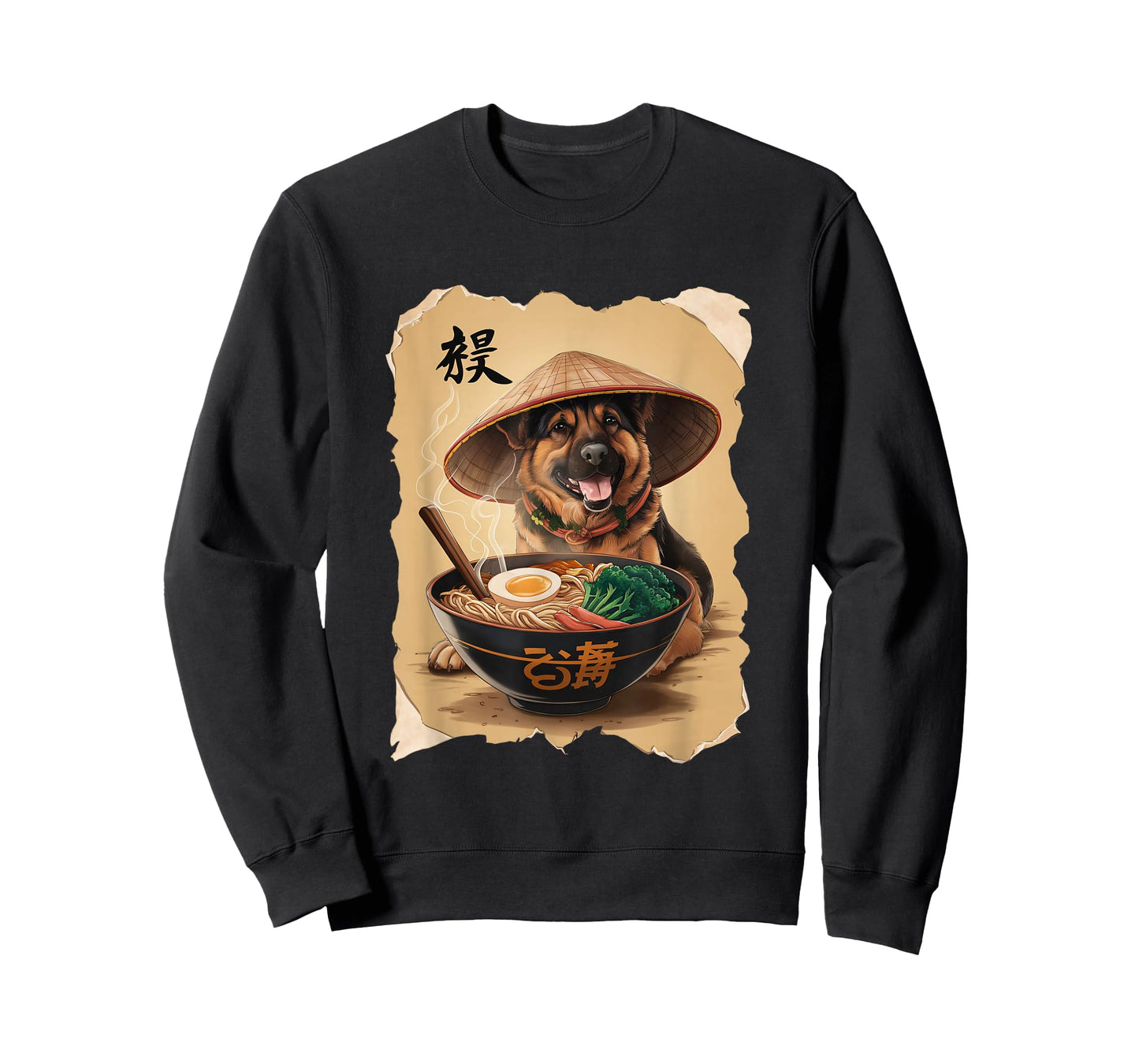 Men Woman Kawaii Eating Ramen Japanese German Shepherd T-Shirt
