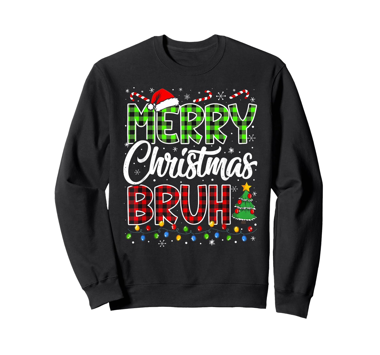 Merry Christmas Bruh Funny Teens Boys Kids Meme Xmas Lights T-Shirt