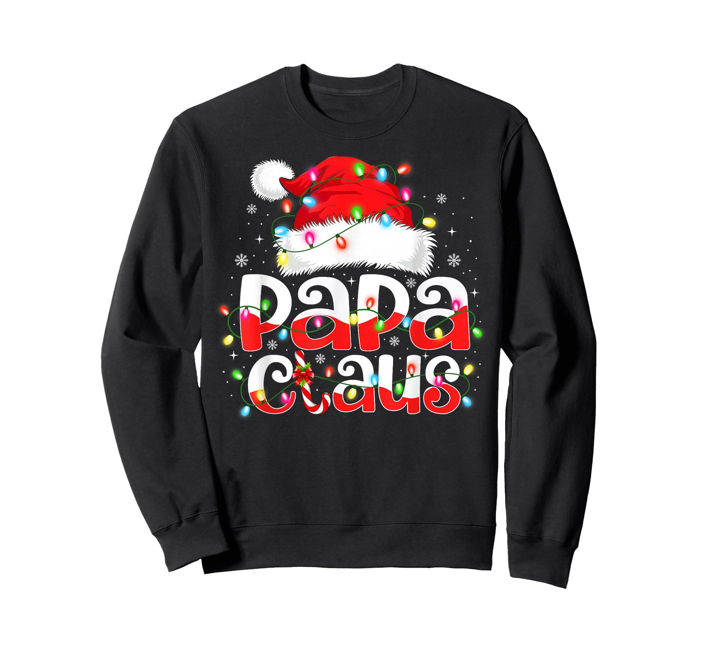 Papa Claus Shirt Christmas Lights Pajama Family Matching T-Shirt