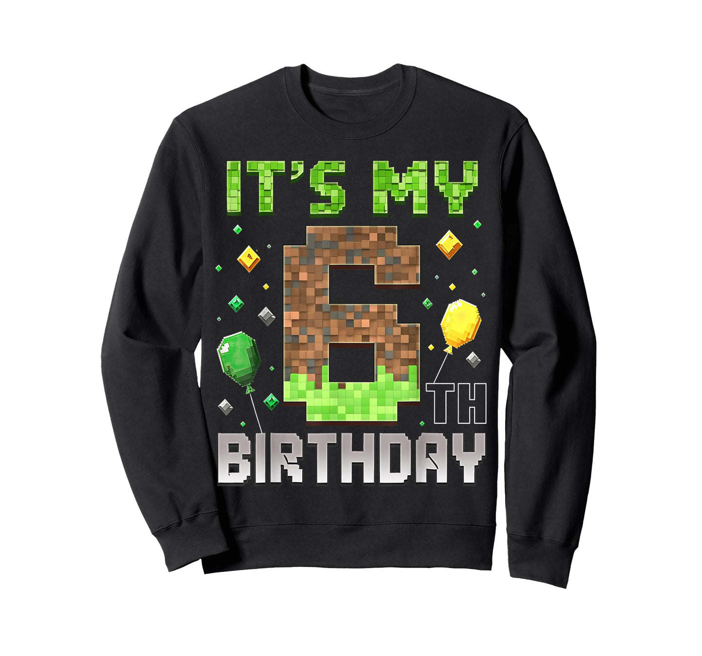Kids 6th Birthday Gamer Pixel 6 Years Old Video Game Party T-Shirt