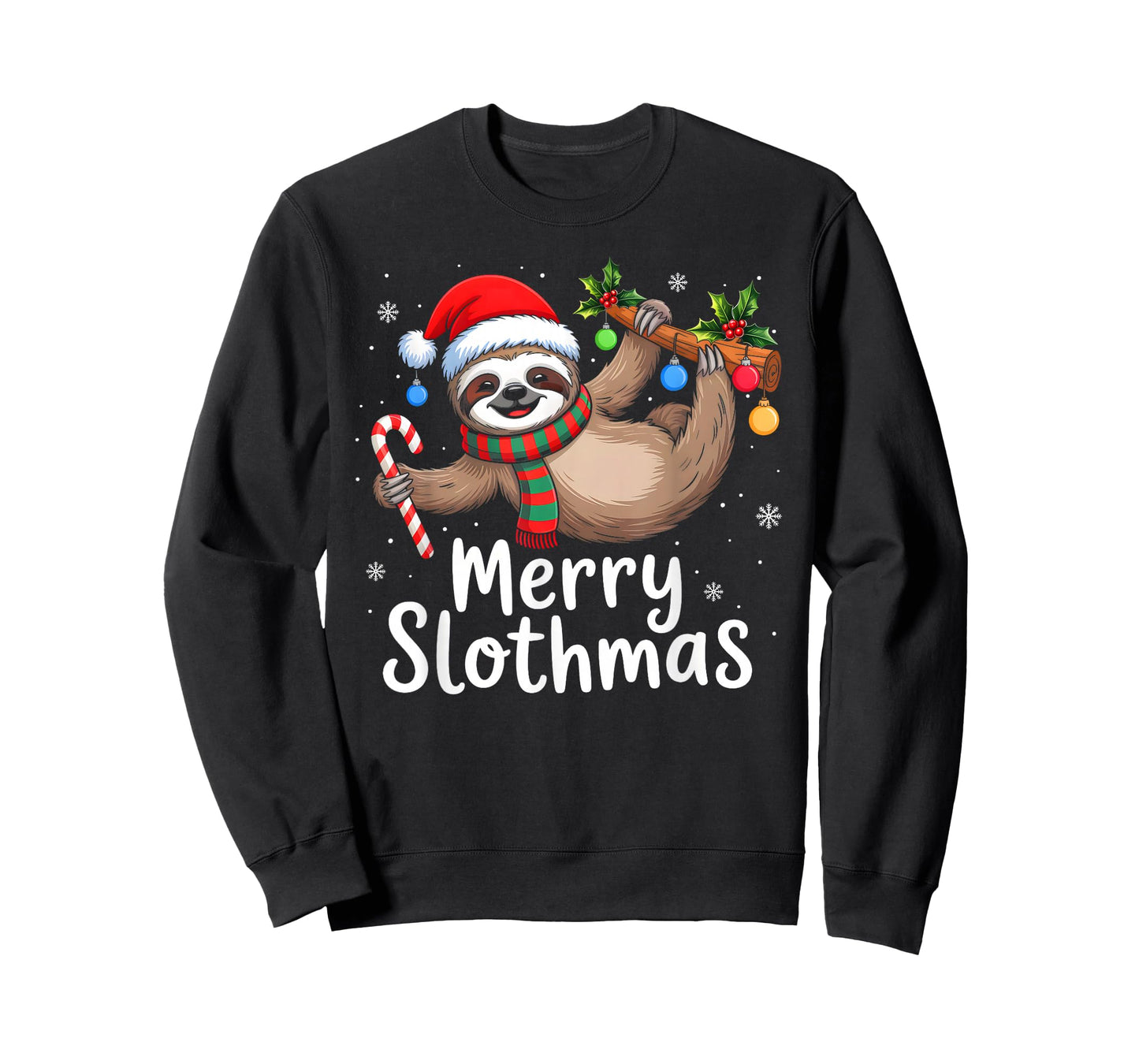 Merry Slothmas Christmas Sloth Santa Hat Xmas Pajamas T-Shirt