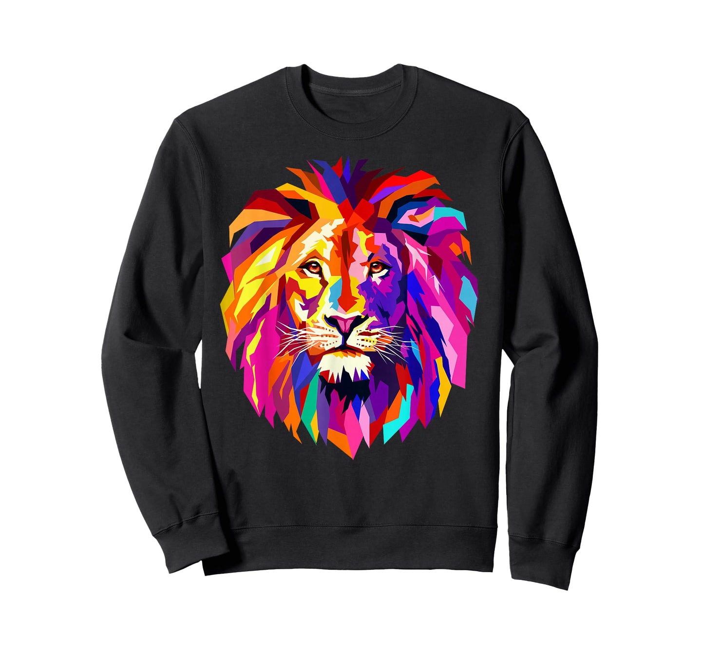 Cool Lion Head Design with Bright Colorful T-Shirt