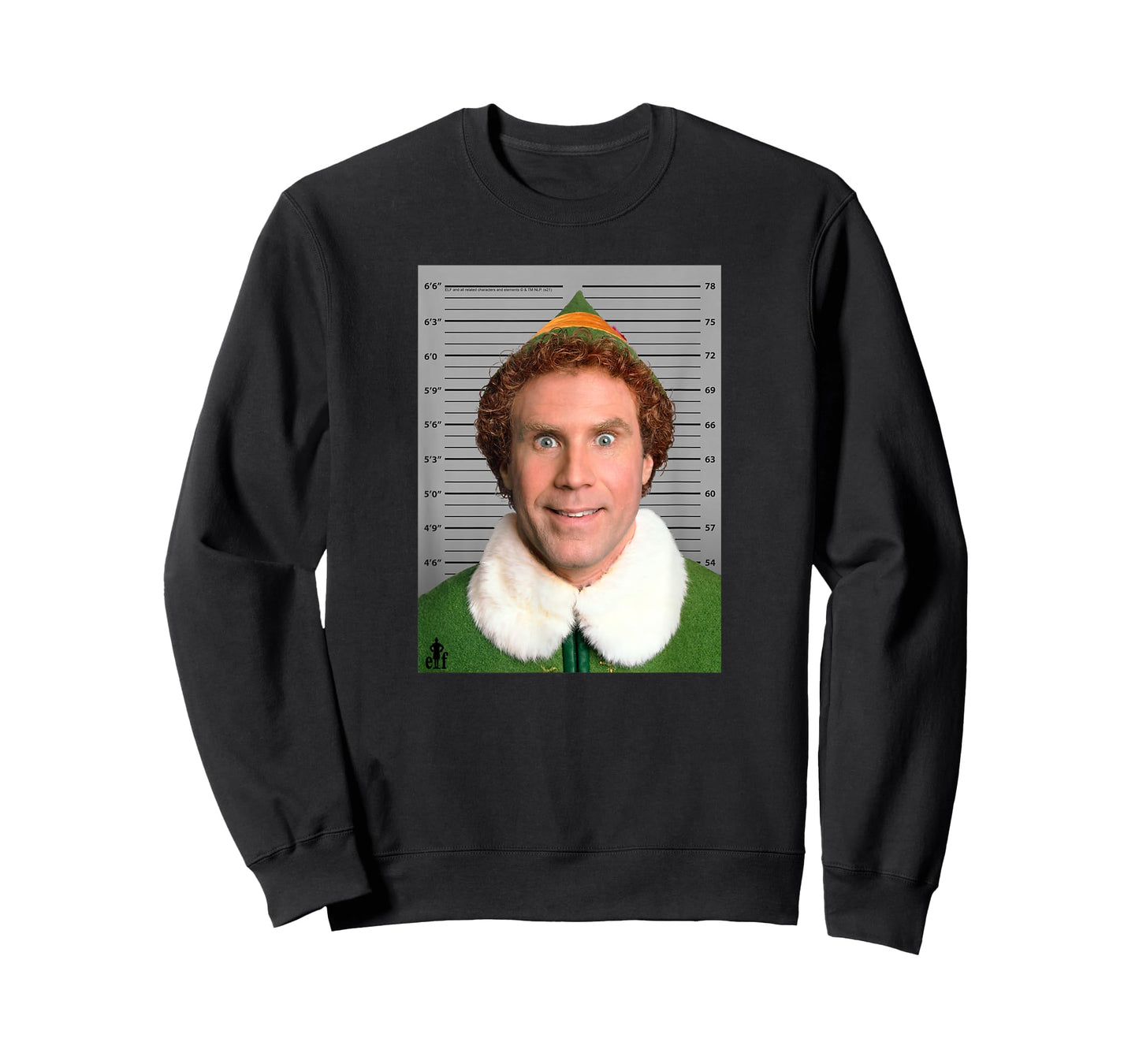 Elf Buddy Hobbs As Will Ferrell Mugshot Christmas Movie T-Shirt