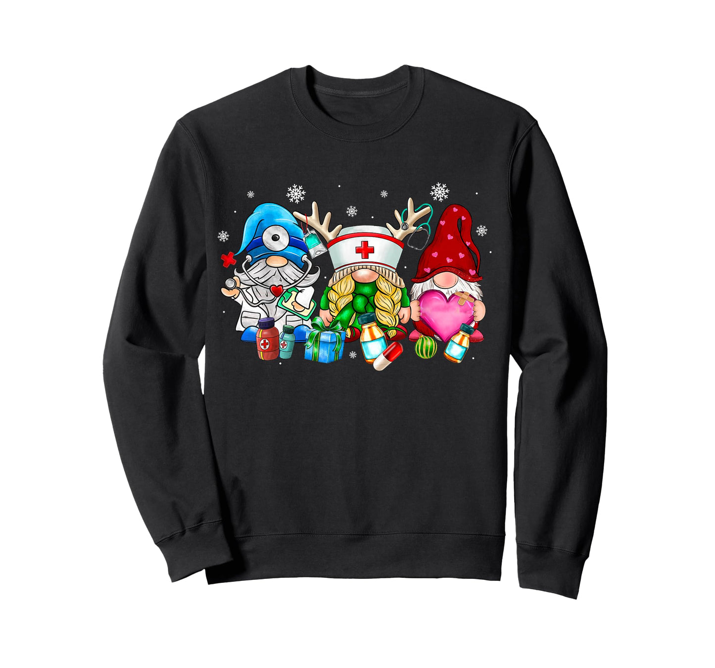 Cute Gnomes Nurse Christmas Scrub Top Nurses Women Pajamas T-Shirt