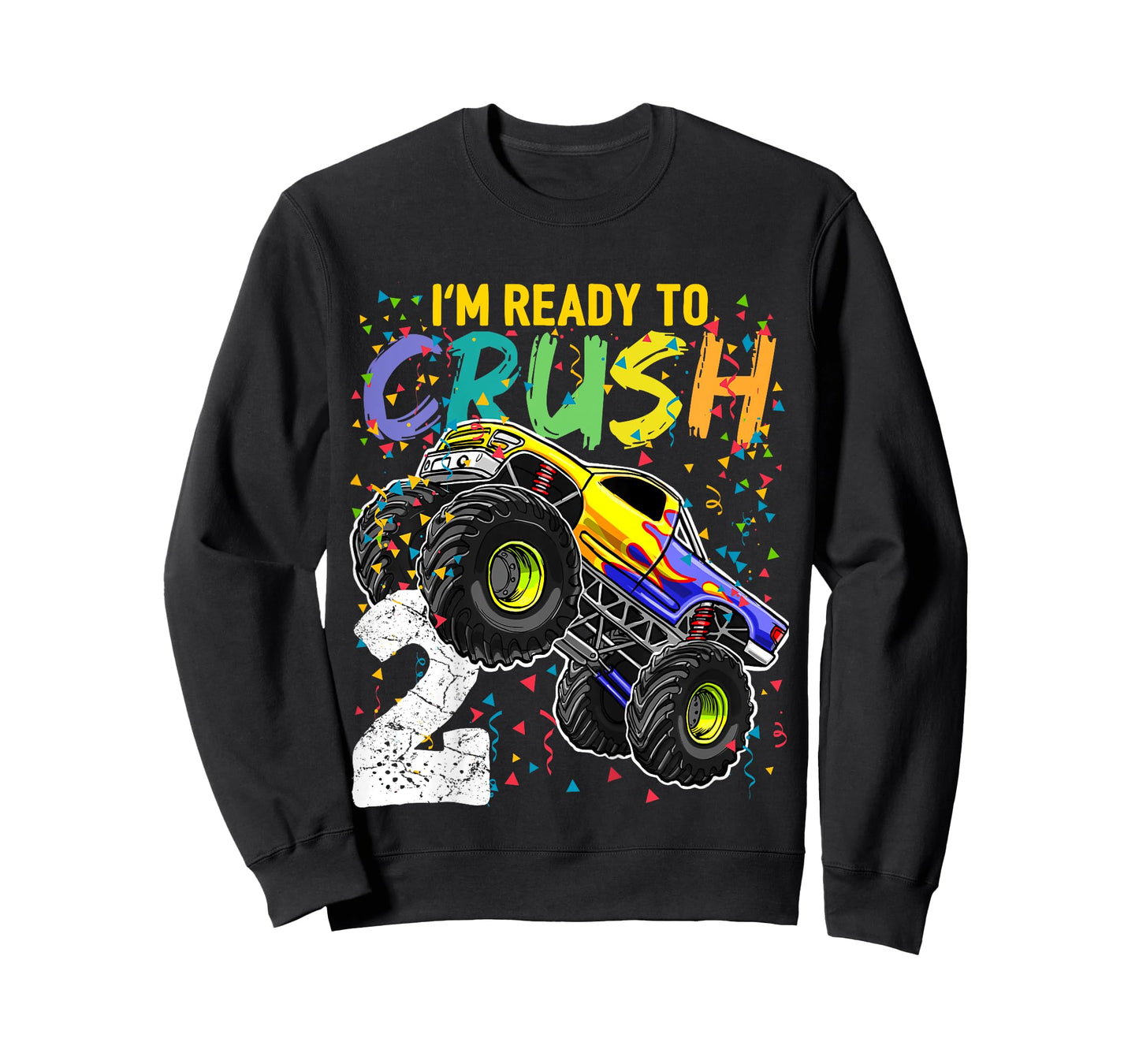 Kids Im Ready to Crush 2 Monster Truck 2nd Birthday Shirt Boys T-Shirt