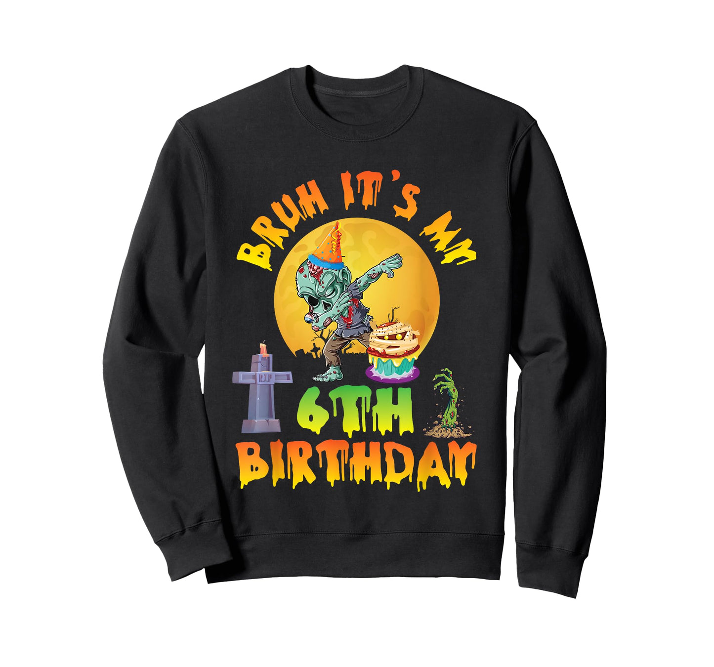 Spooky Halloween Zombie Dabbing Bruh It's My 6th Birthday T-Shirt