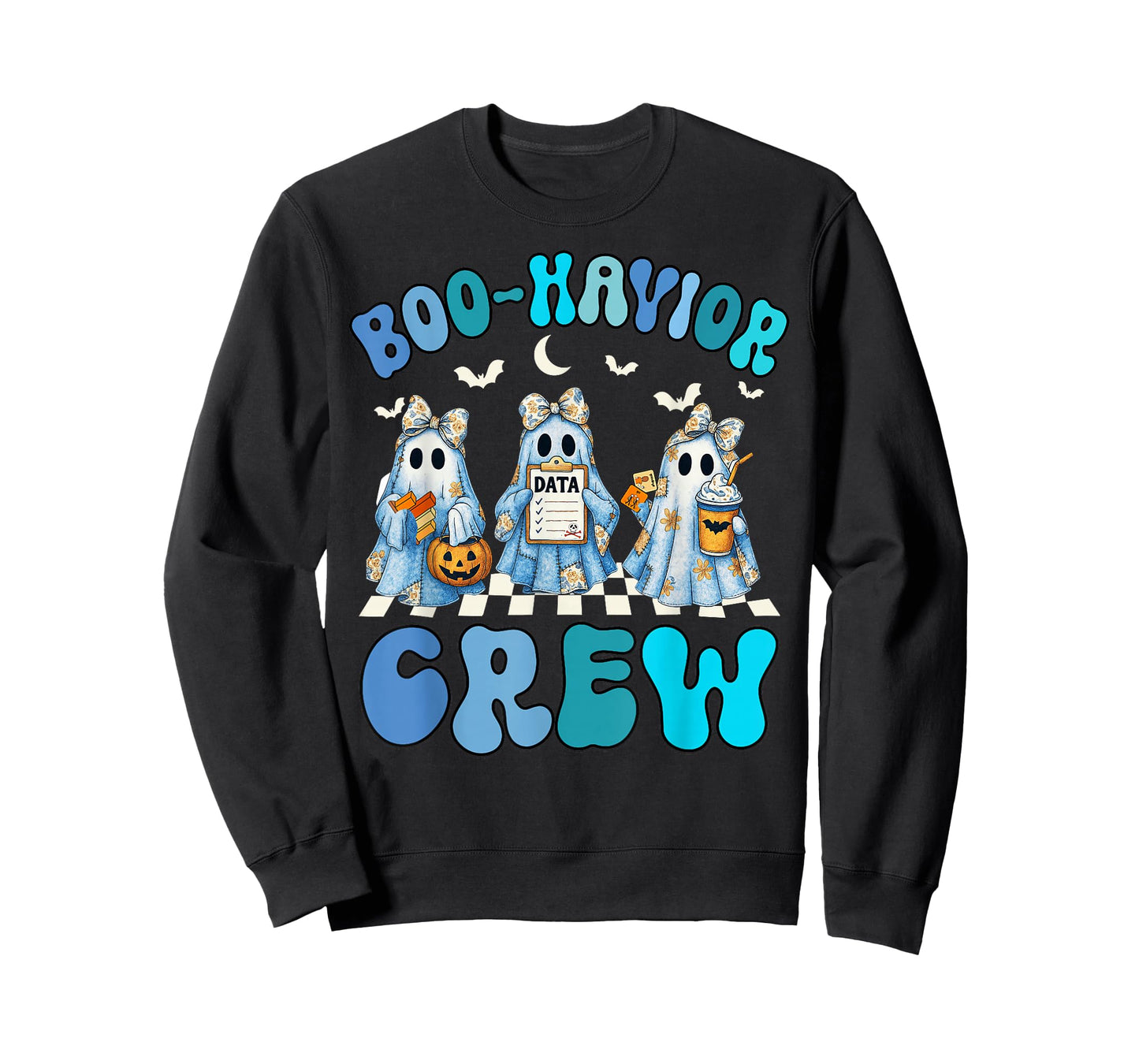 Groovy Boo Havior Crew Behavior Analyst Halloween Blue Denim T-Shirt