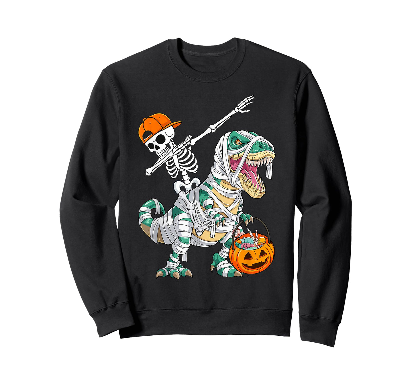 Skeleton Riding Dancing Dab Dinosaur T rex Halloween Funny T-Shirt