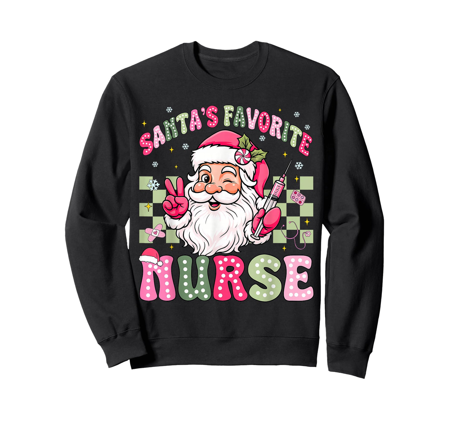 Santa's Favorite Nurse Groovy Christmas Teacher Boys Girls T-Shirt