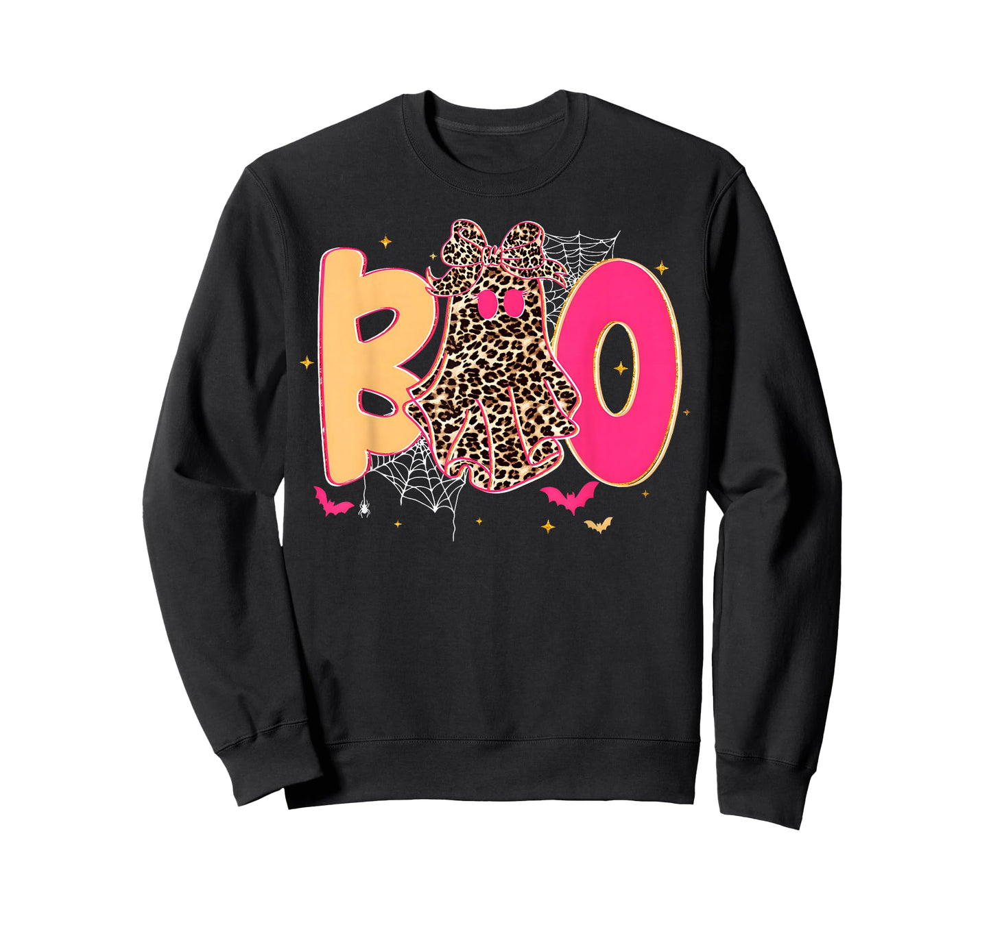 Boo Halloween Leopard Ghost Coquette Bow Spooky Season T-Shirt