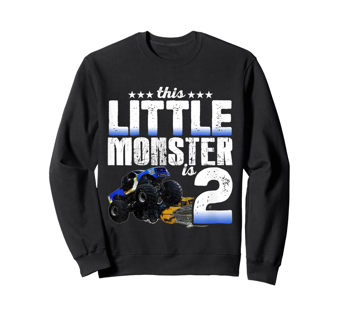 2 Years Old Little Monster Truck Shirt 2nd Birthday Gift Tee T-Shirt