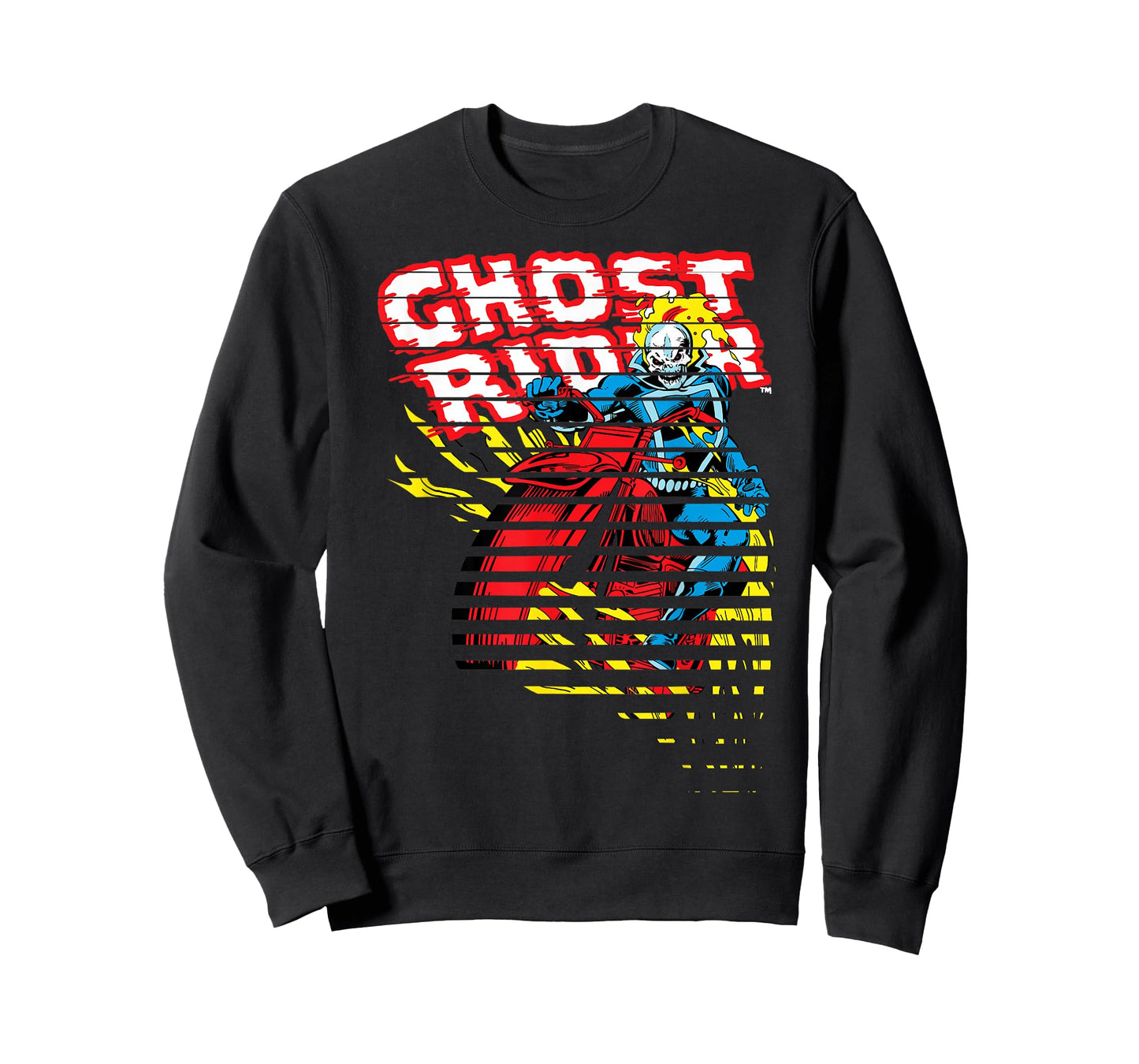 Ghost Rider Motorcyle On Fire Halftoned Split-Up T-Shirt T-Shirt