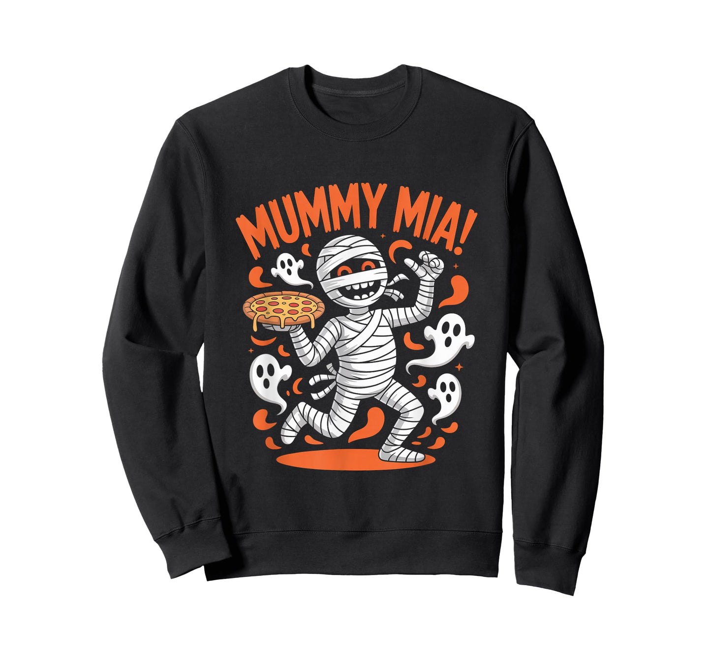 Mummy Mia Funny Halloween Ghost Pizza T-Shirt
