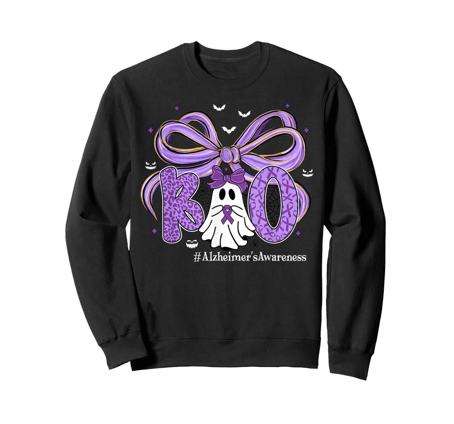 Purple Coquette Ghost Boo Alzheimer's Awareness Halloween T-Shirt