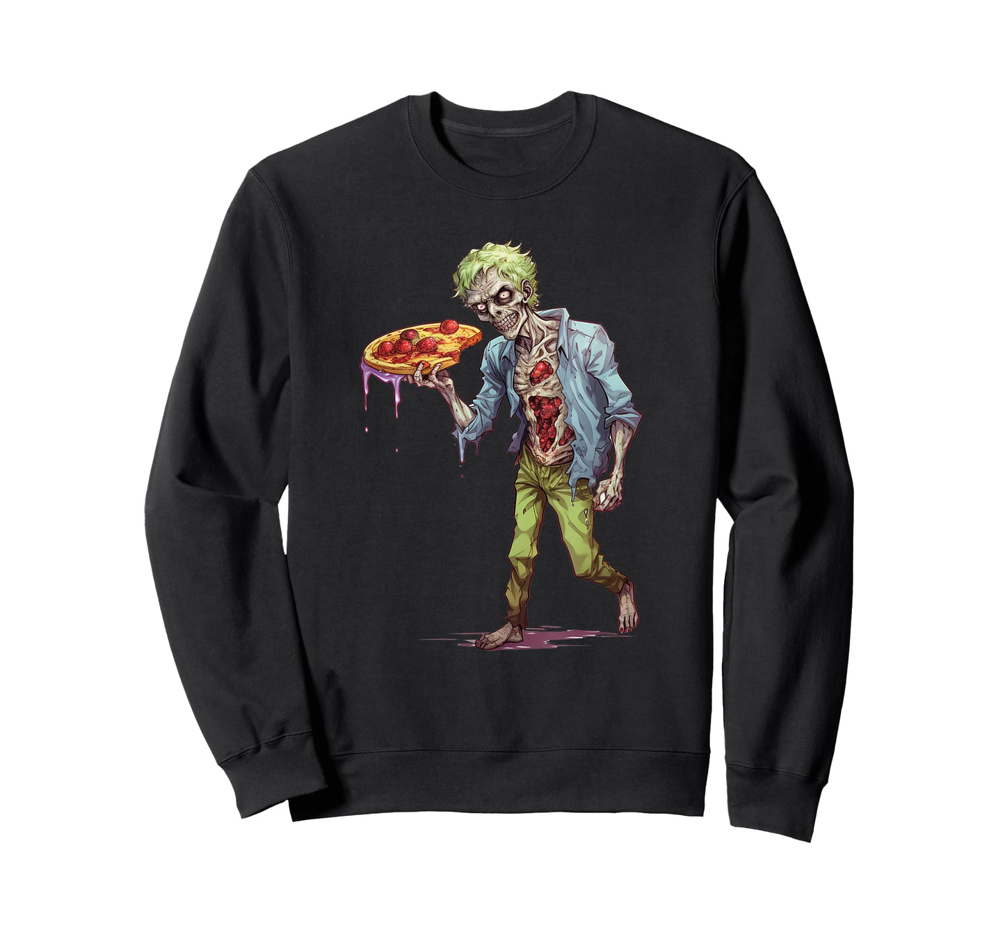 Funny Zombie Eating Pizza Halloween Costume Italian Food T-Shirt