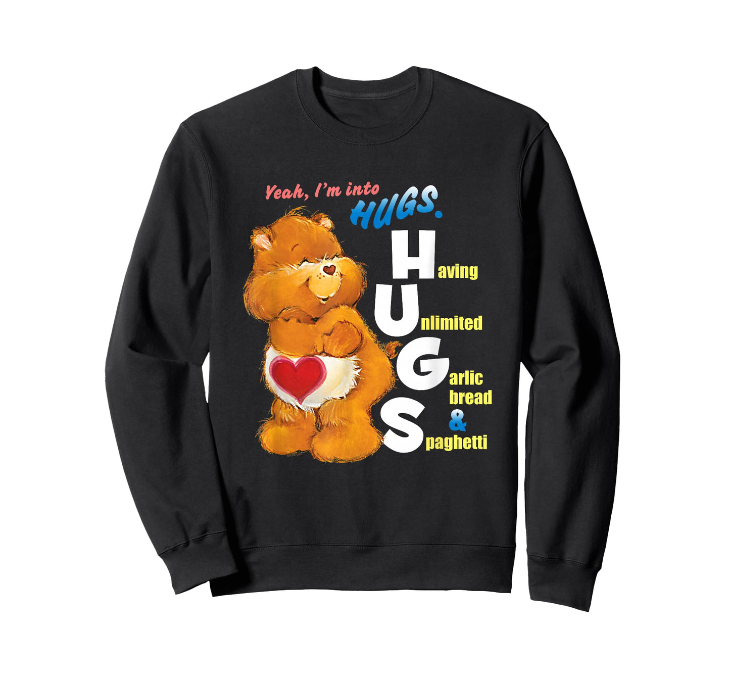 Care Bears Into Hugs Garlic Bread & Spaghetti Funny Cartoon T-Shirt