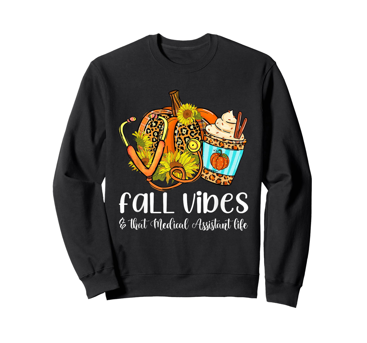 Fall Vibes & That Medical Assistant Life Leopard Pumpkin T-Shirt