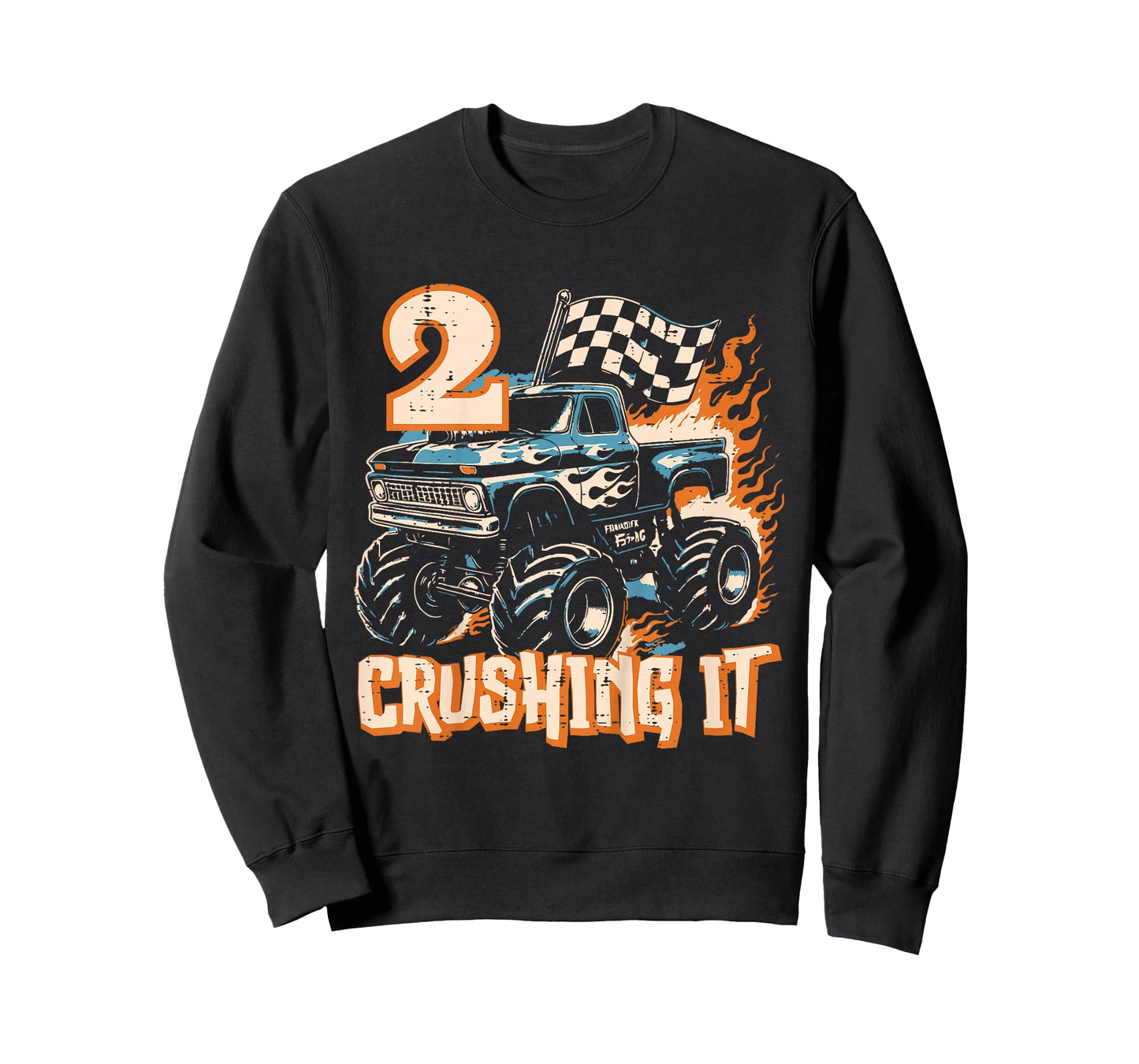 Kids 2 Crushing It Monster Truck 2nd Birthday Bday Boys Toddler T-Shirt