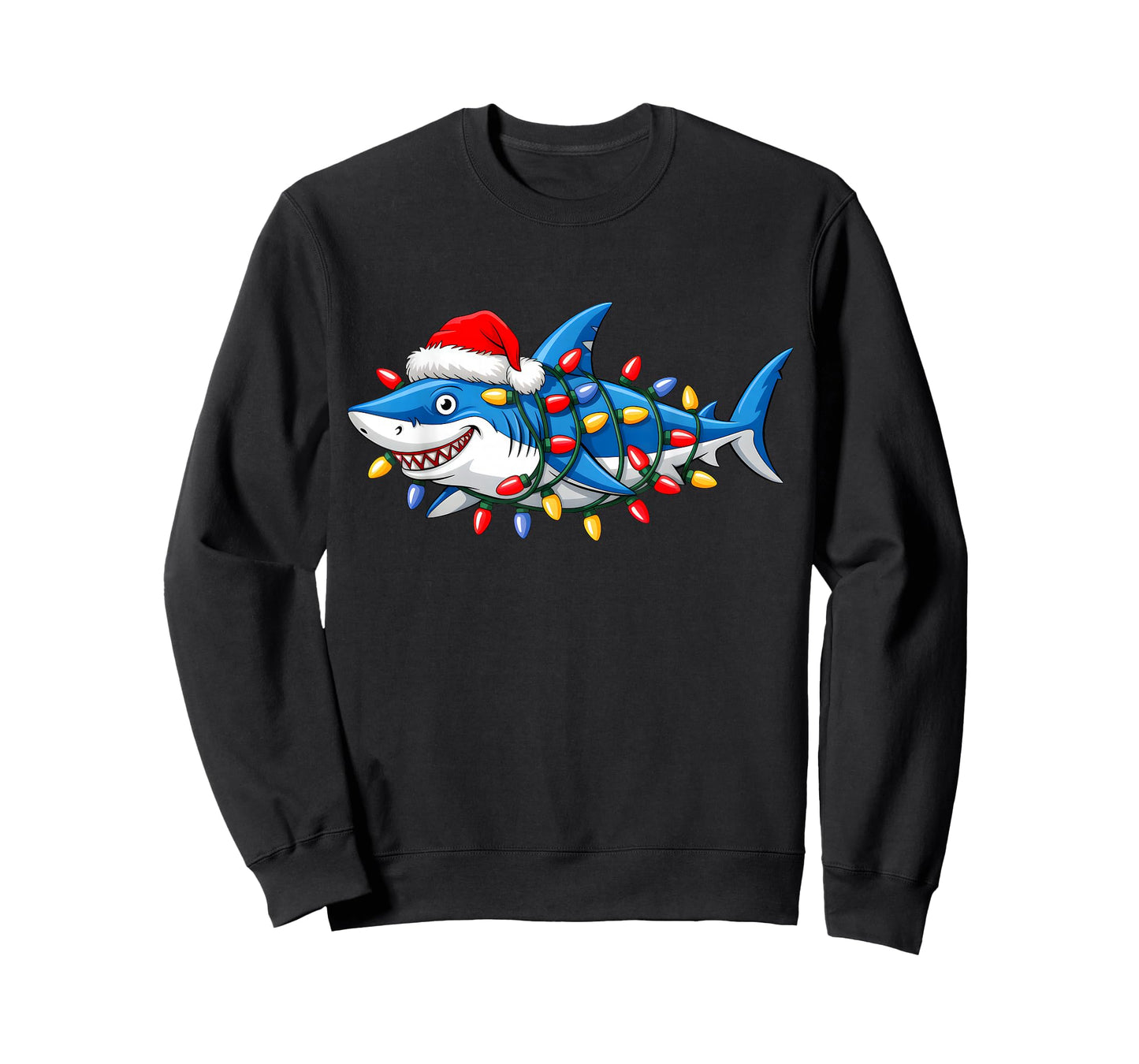 Santa Shark Christmas Lights Sharkmas Tree Xmas Boys Men T-Shirt